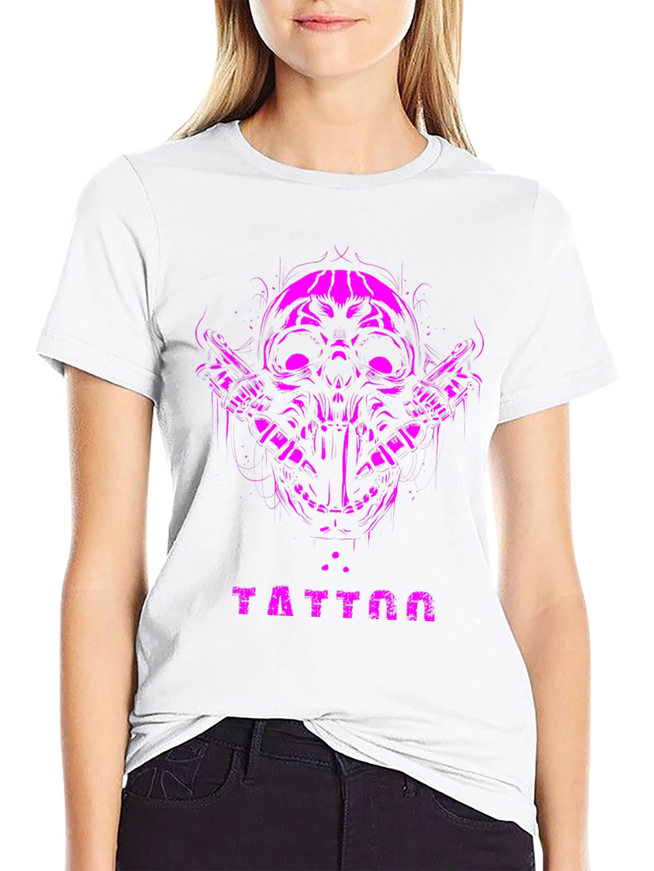 Skull Tattoo Graphic Tee - Black