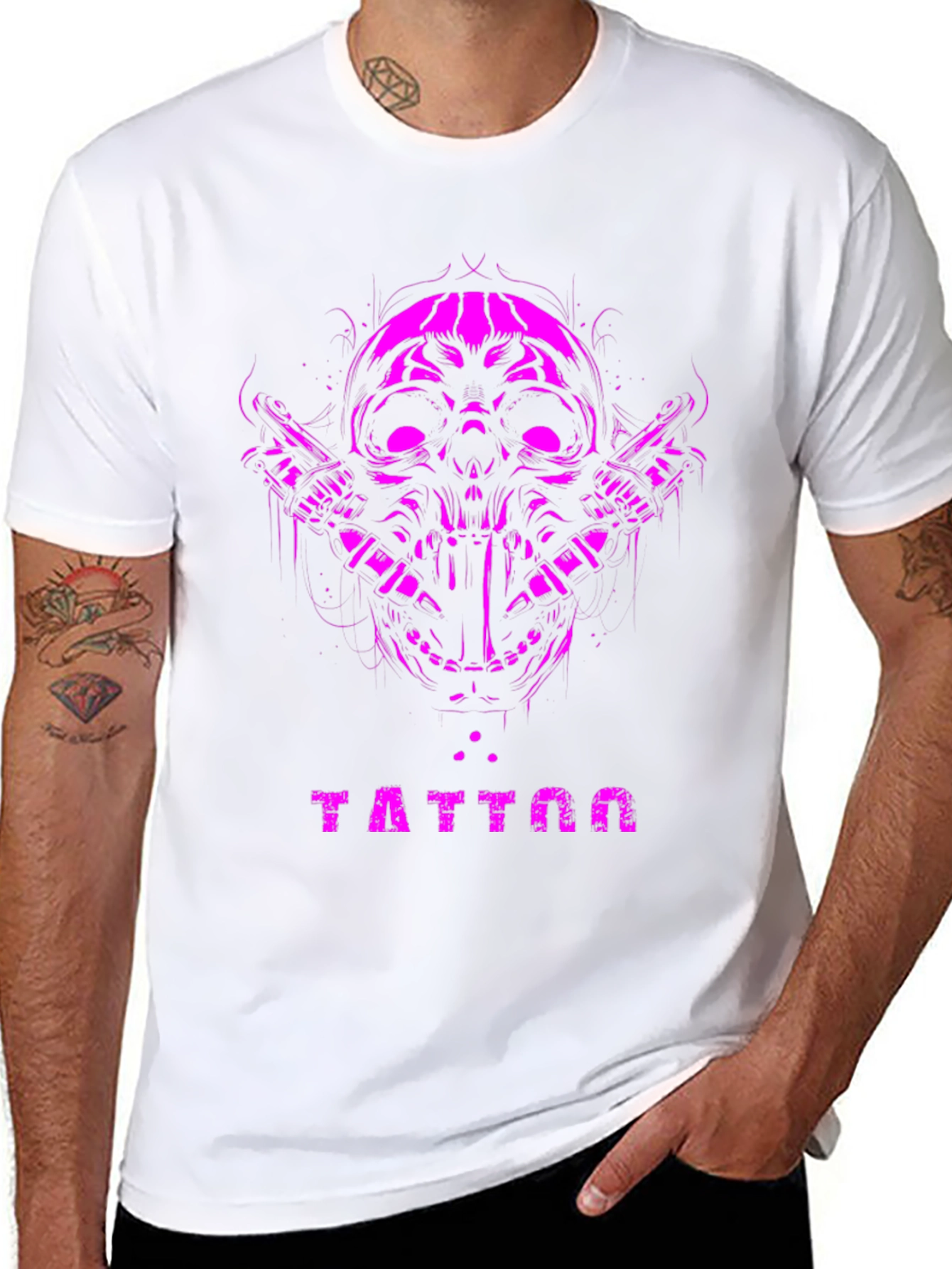 Skull Tattoo Graphic Tee - Black