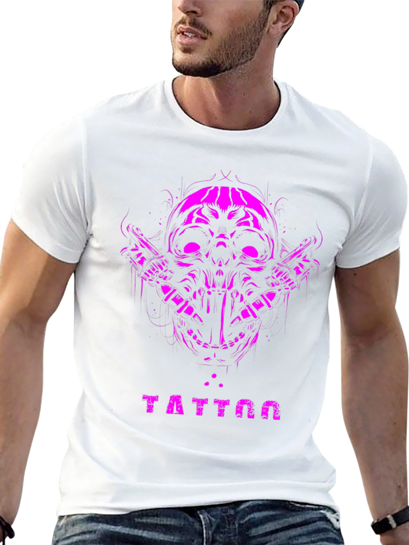 Skull Tattoo Graphic Tee - Black
