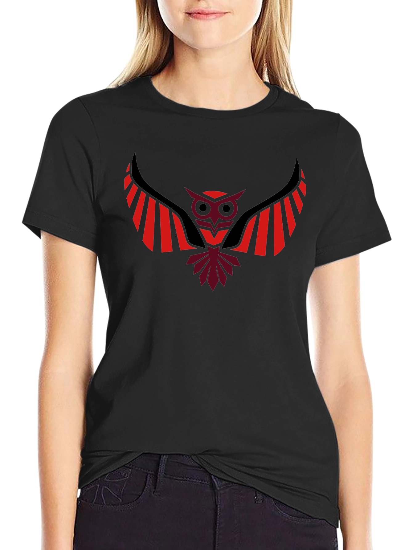 Stylish Owl Graphic Black T-Shirt