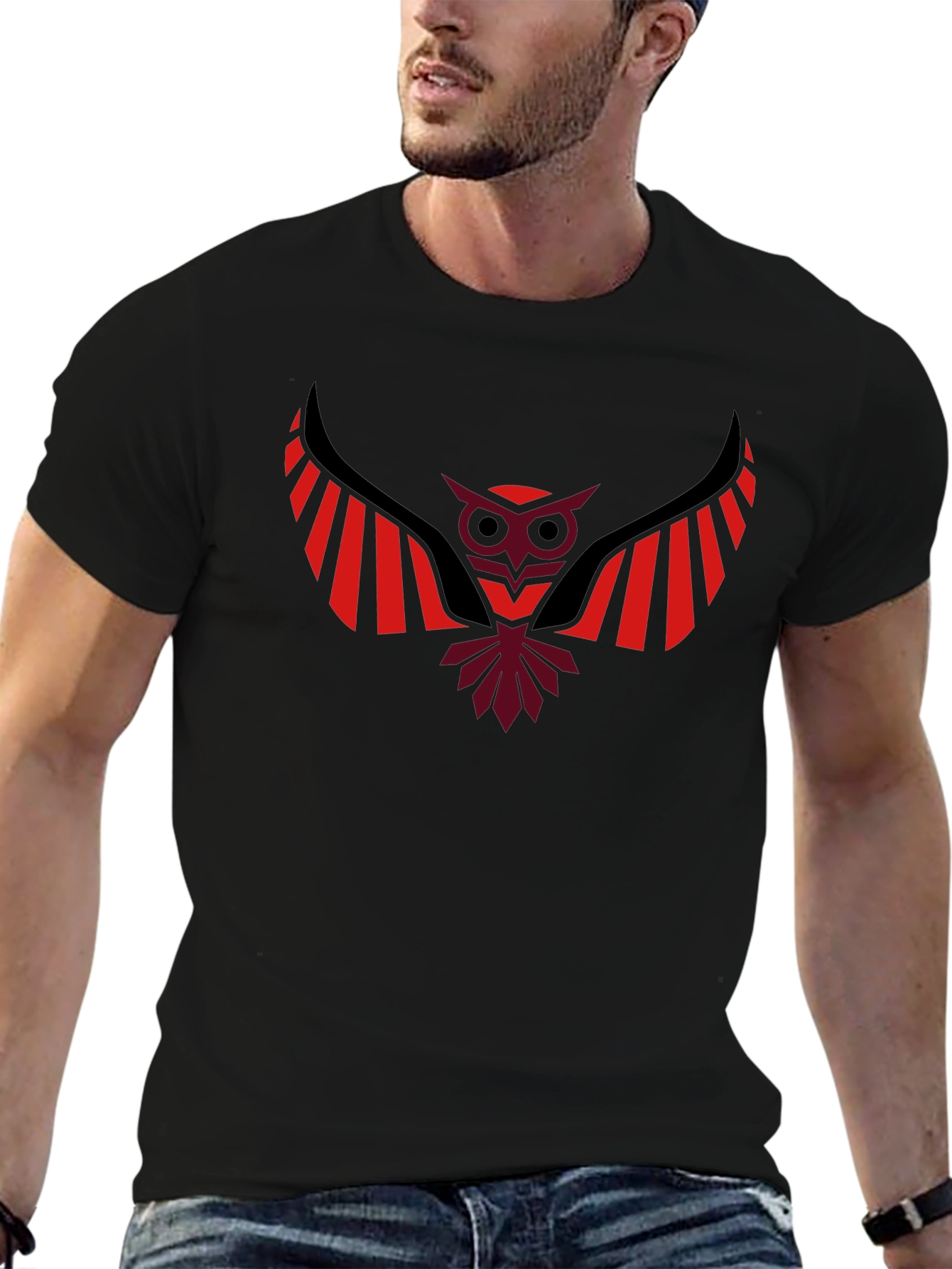 Stylish Owl Graphic Black T-Shirt