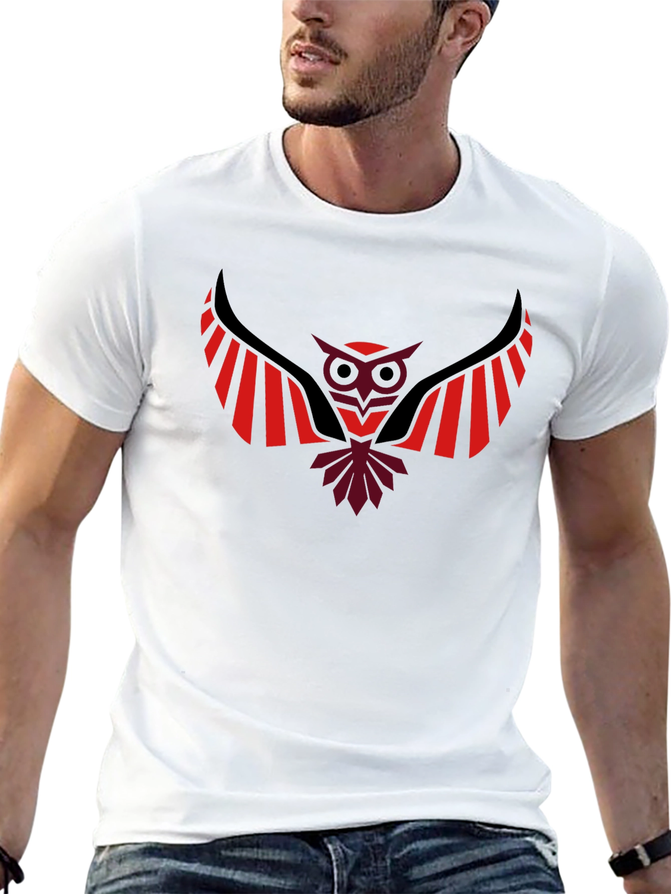 Stylish Owl Graphic Black T-Shirt