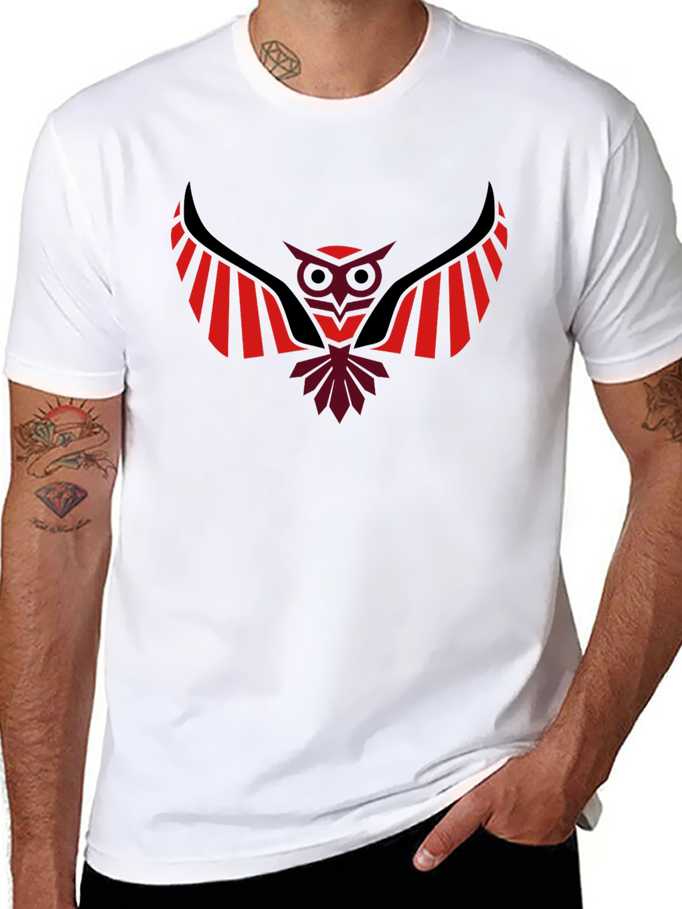 Stylish Owl Graphic Black T-Shirt