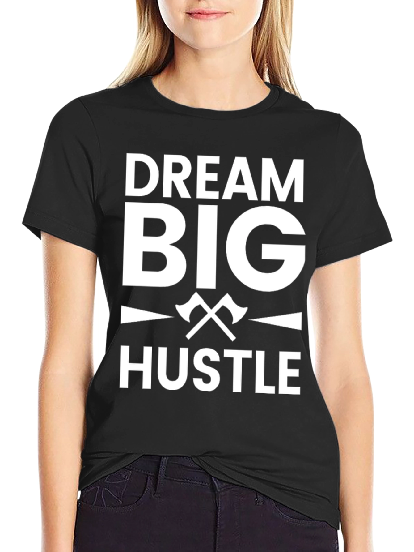 Dream Big Hustle Black Graphic T-Shirt