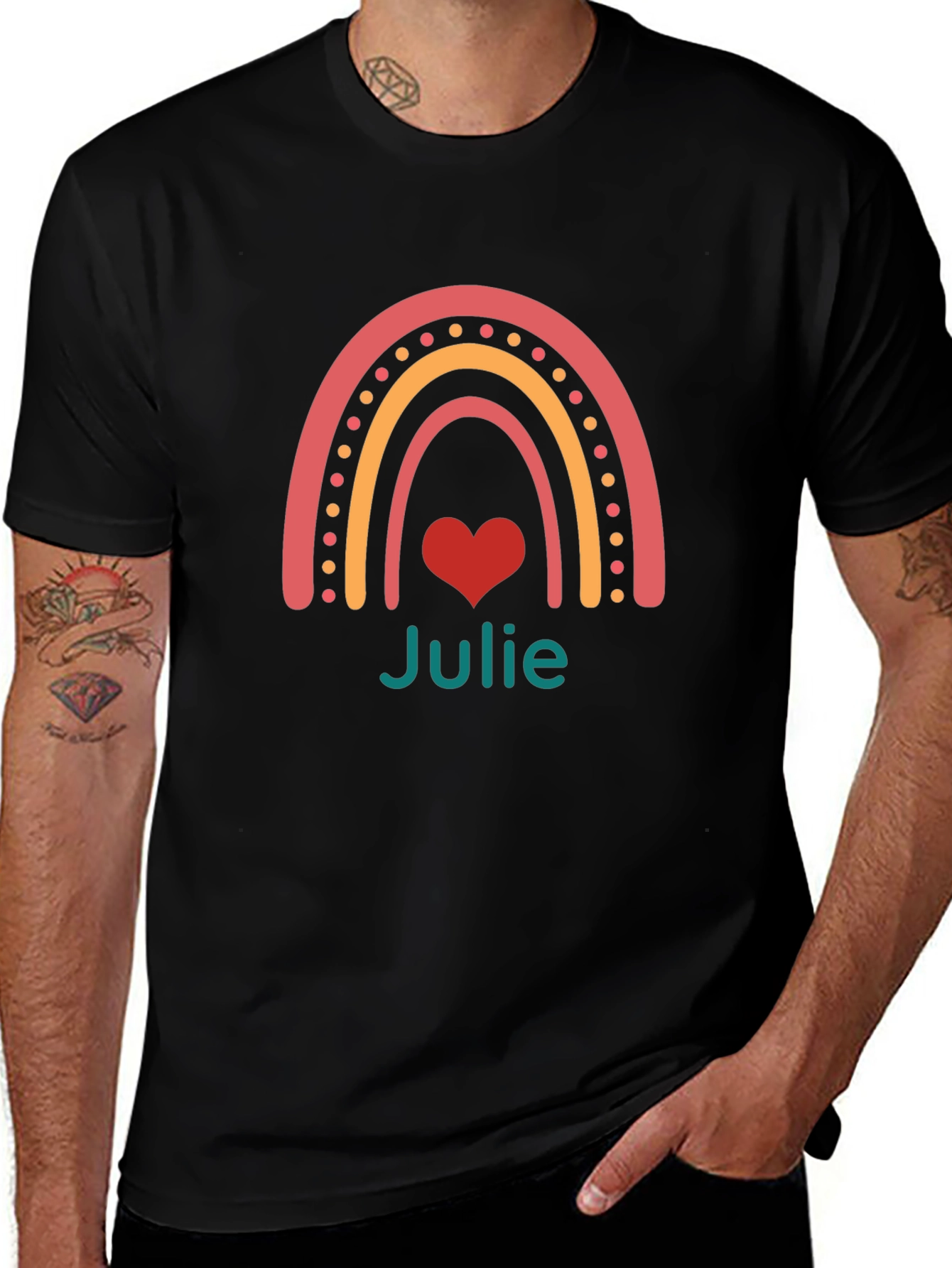 Julie Rainbow Heart Tee - Personalized Gift