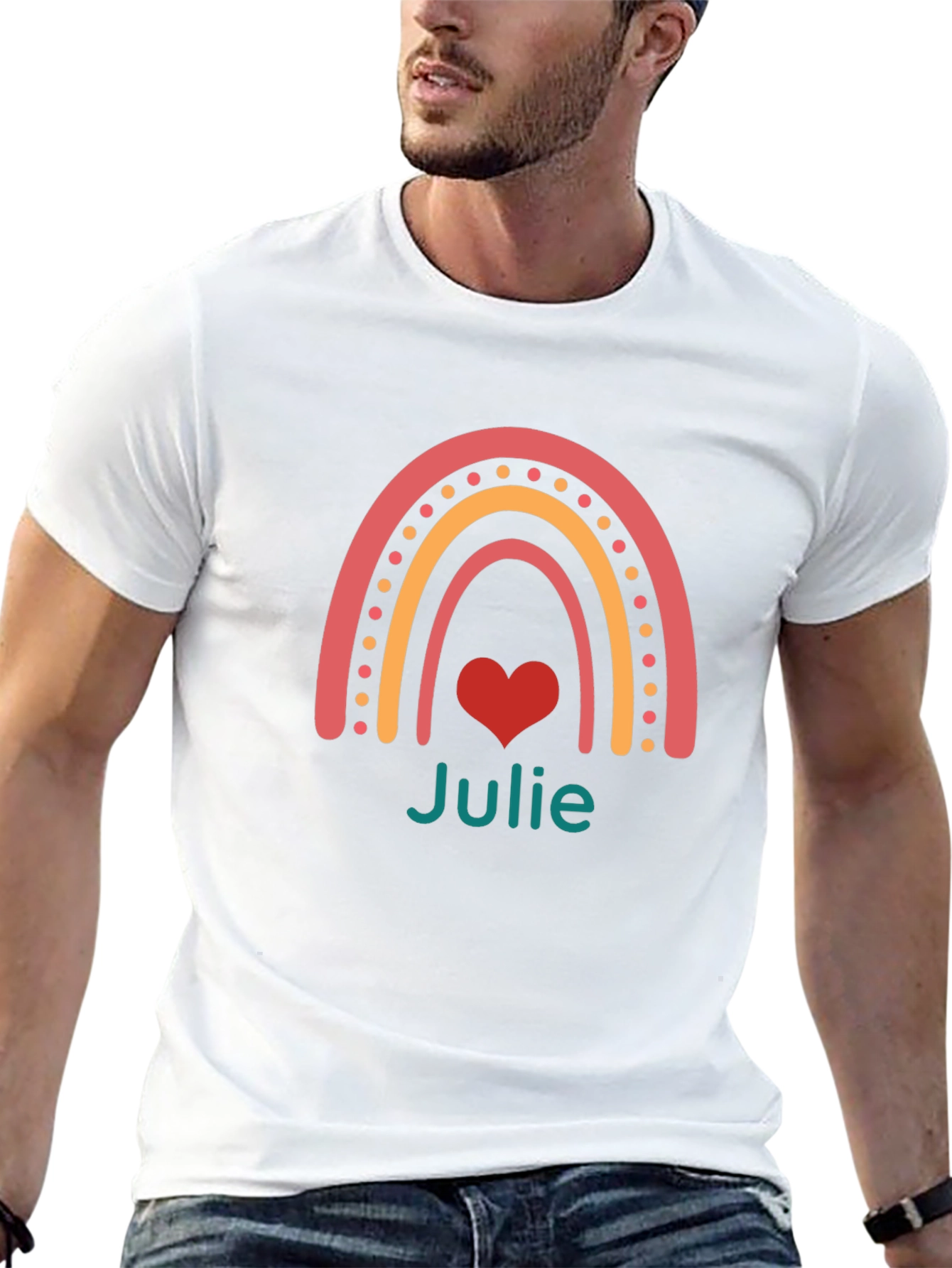 Julie Rainbow Heart Tee - Personalized Gift