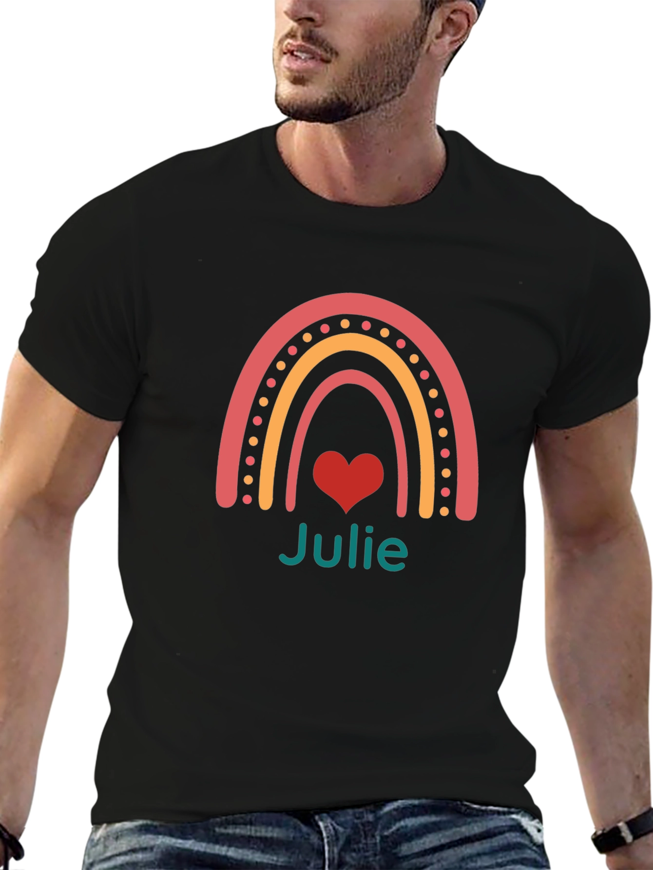 Julie Rainbow Heart Tee - Personalized Gift