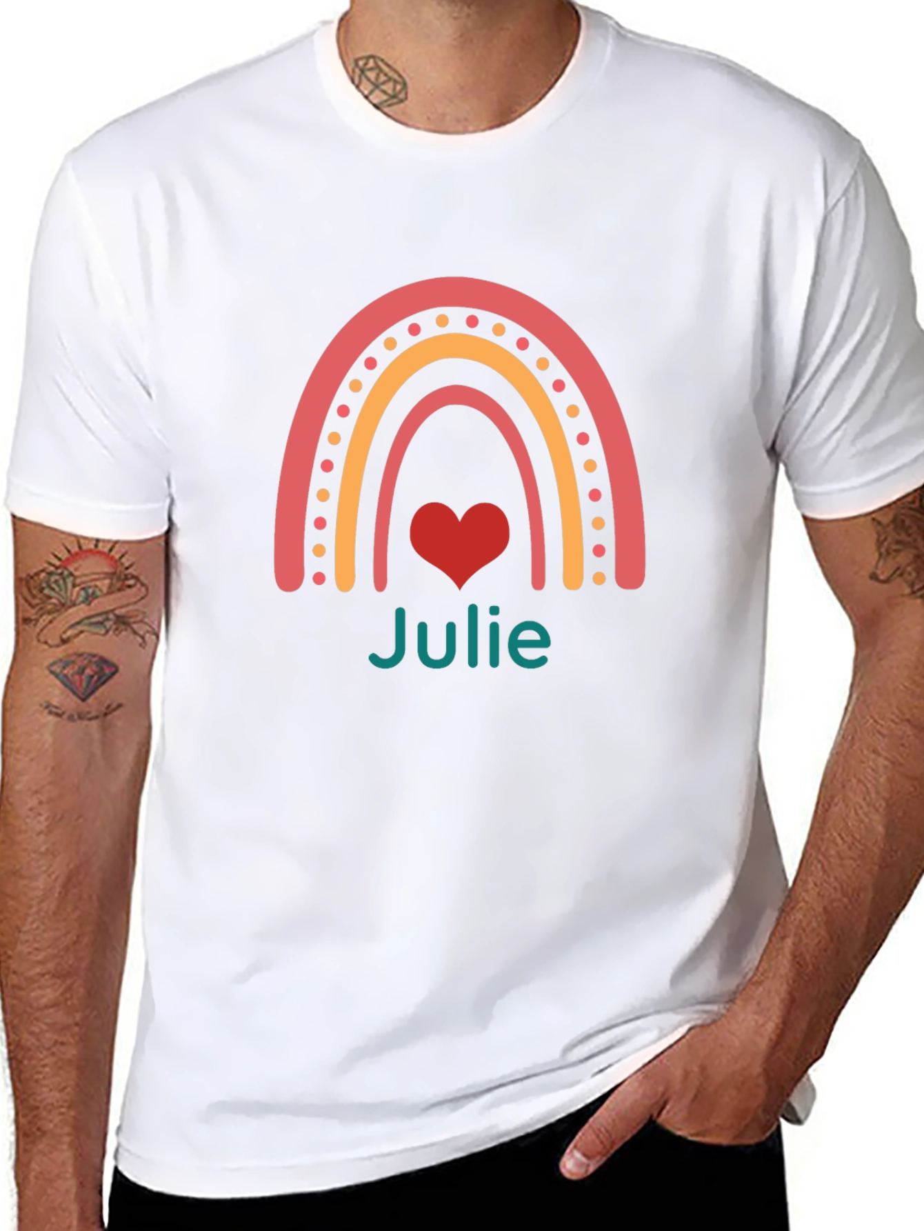 Julie Rainbow Heart Tee - Personalized Gift