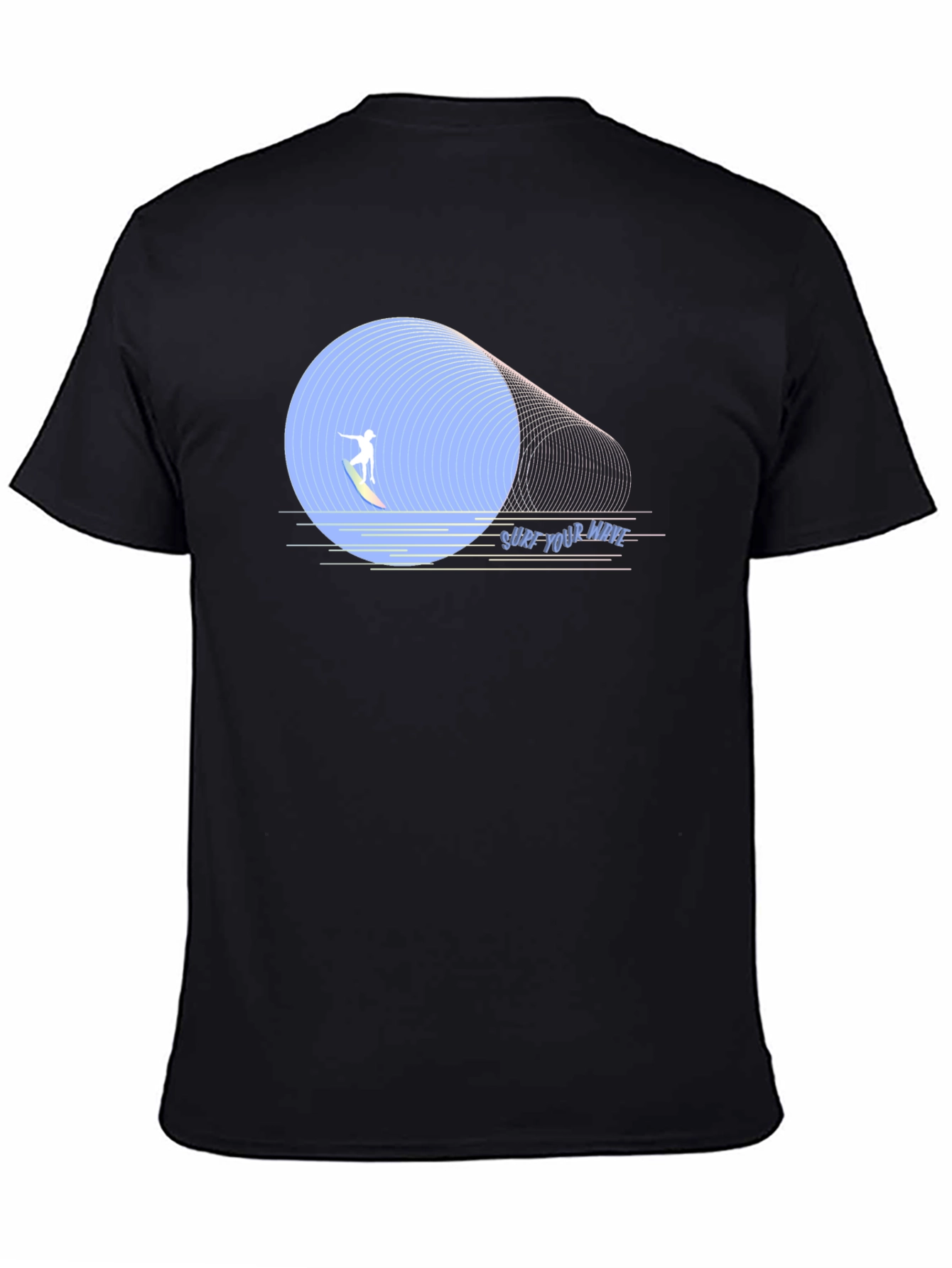Surf Your Wave Graphic Tee - Black Cotton T-Shirt