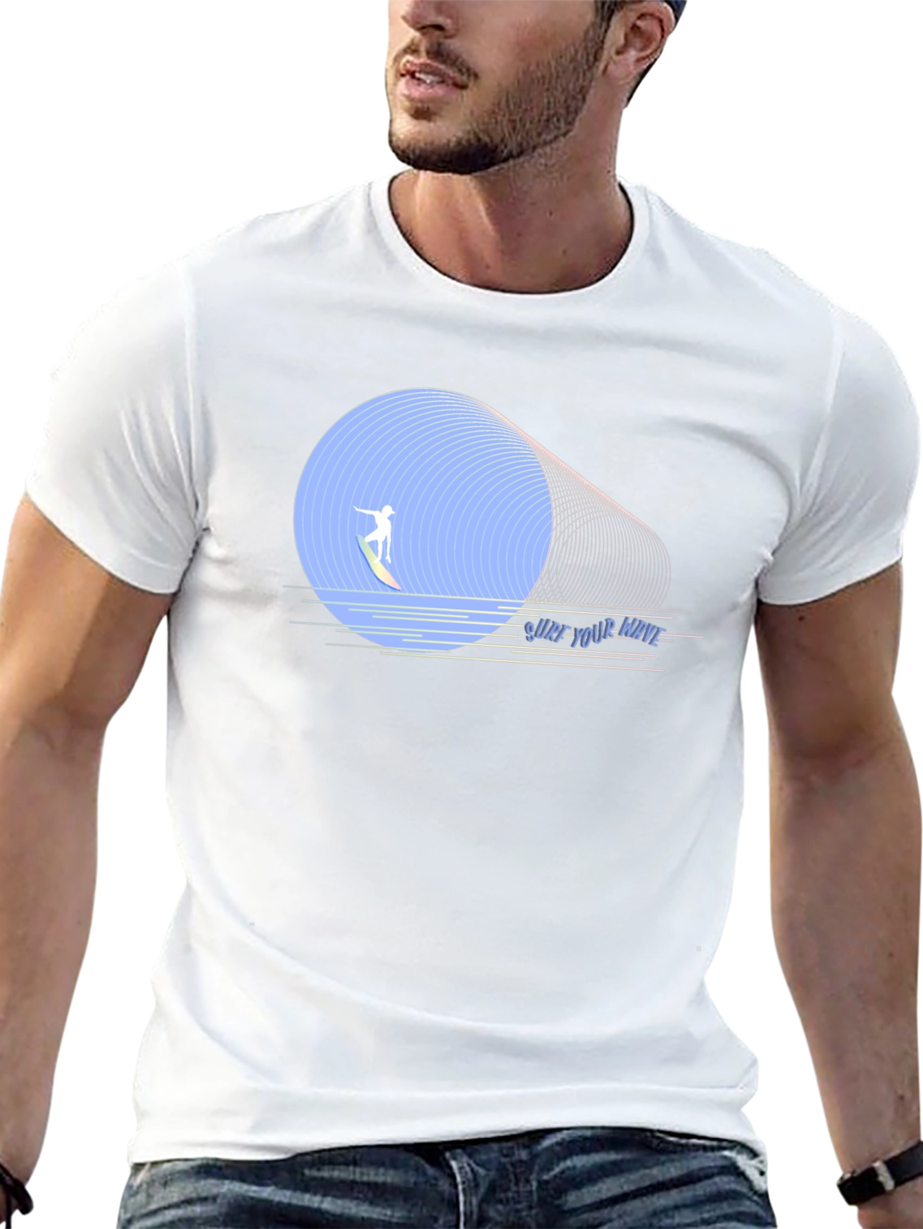 Surf Your Wave Graphic Tee - Black Cotton T-Shirt