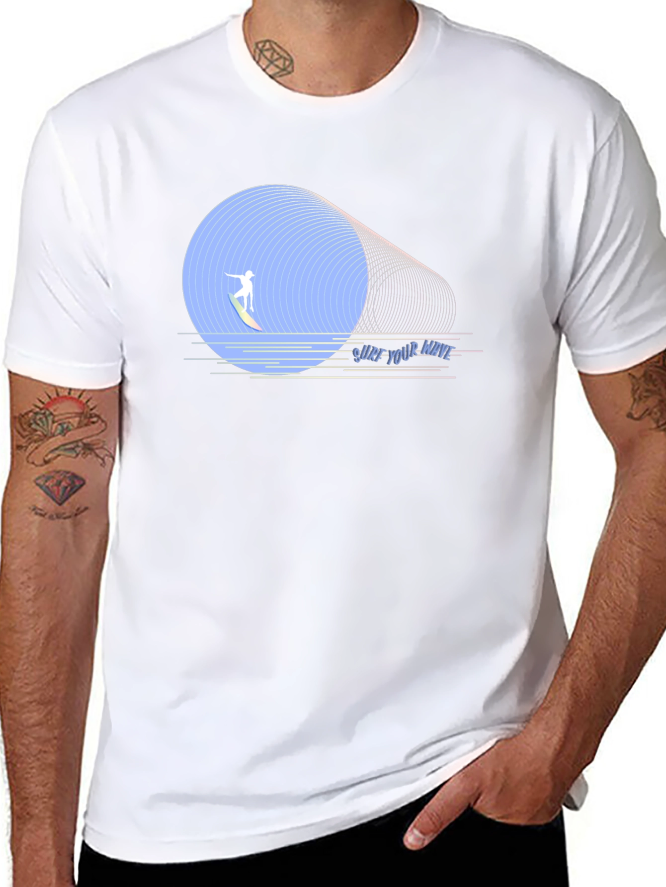 Surf Your Wave Graphic Tee - Black Cotton T-Shirt