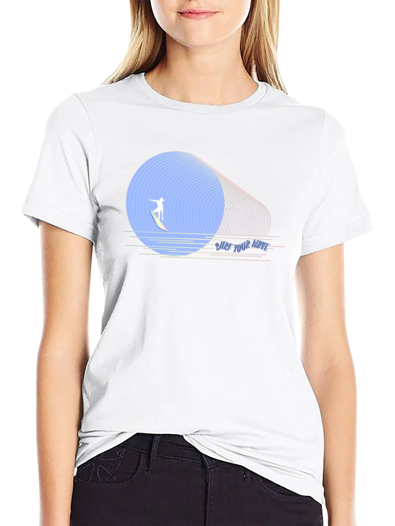 Surf Your Wave Graphic Tee - Black Cotton T-Shirt