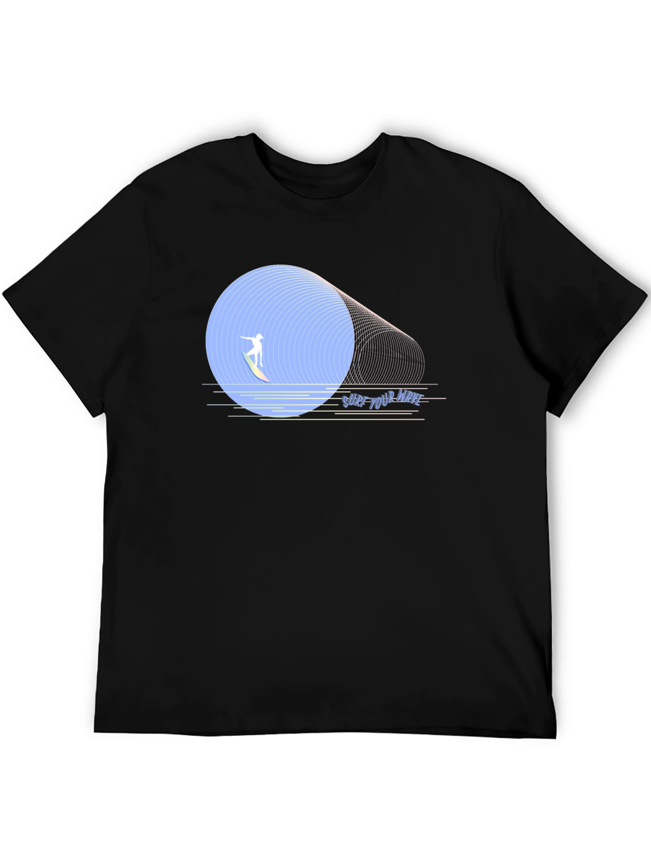 Surf Your Wave Graphic Tee - Black Cotton T-Shirt
