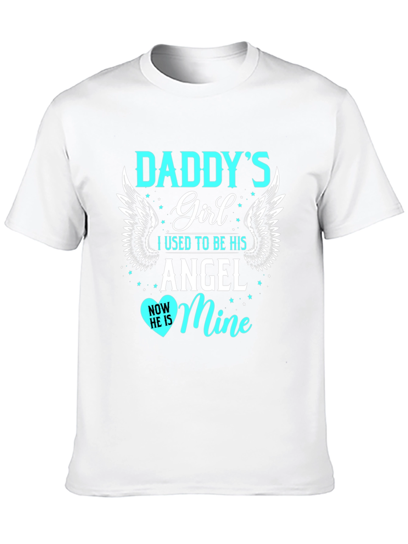 Daddys Girl T-Shirt Angel Design Mens Black Tee