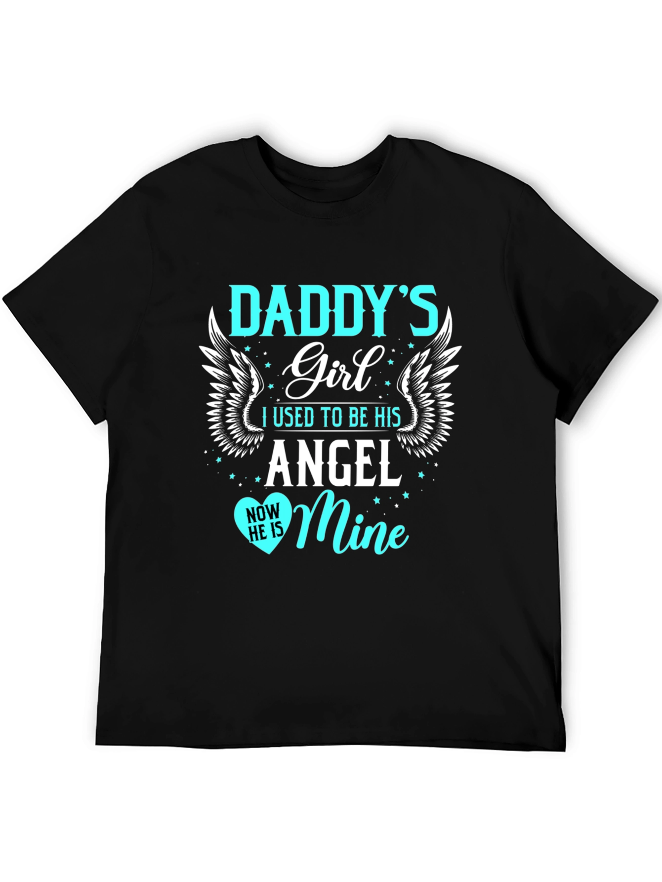 Daddys Girl T-Shirt Angel Design Mens Black Tee