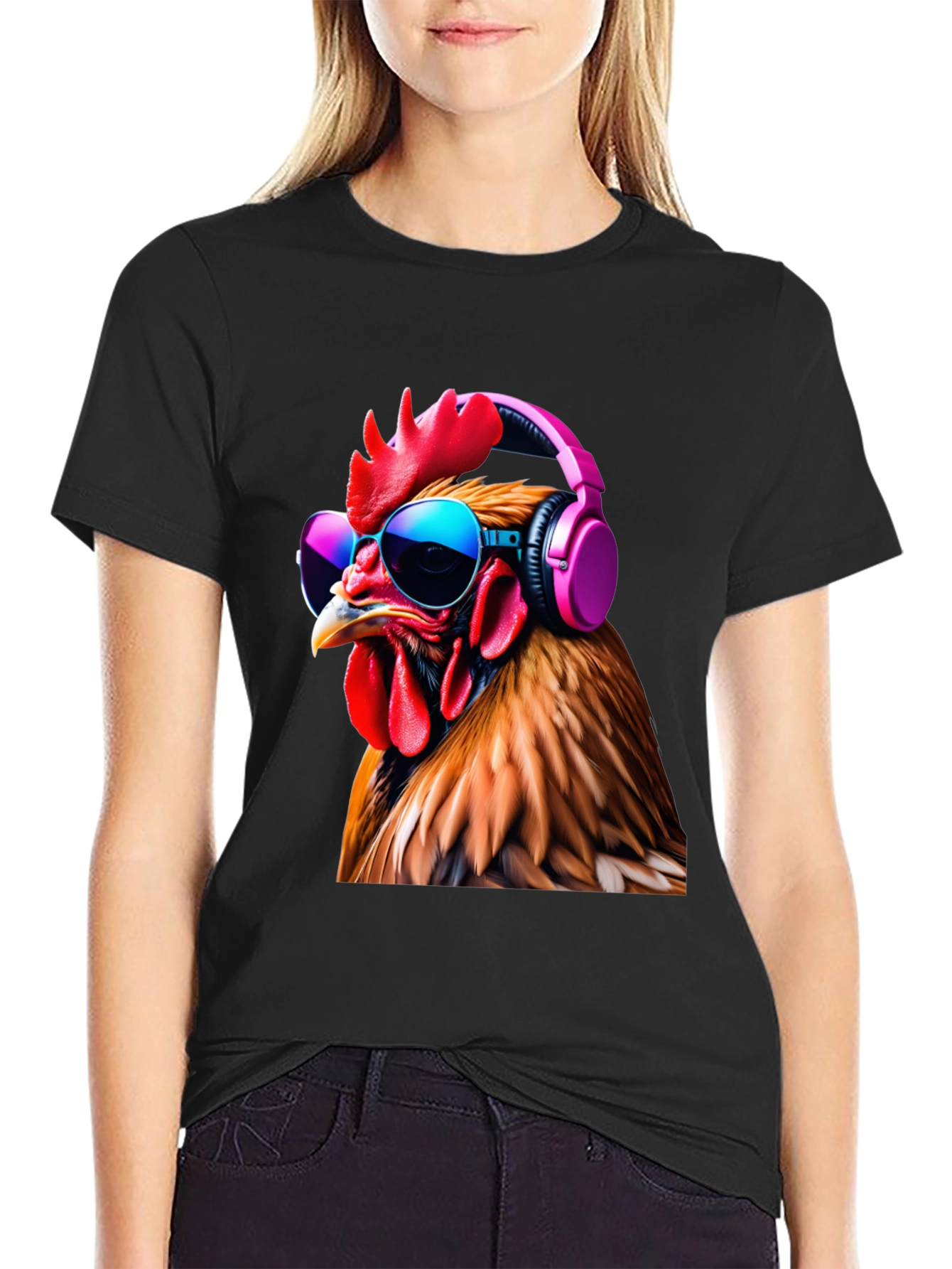 Cool Chicken T-Shirt with Headphones and Sunglasses