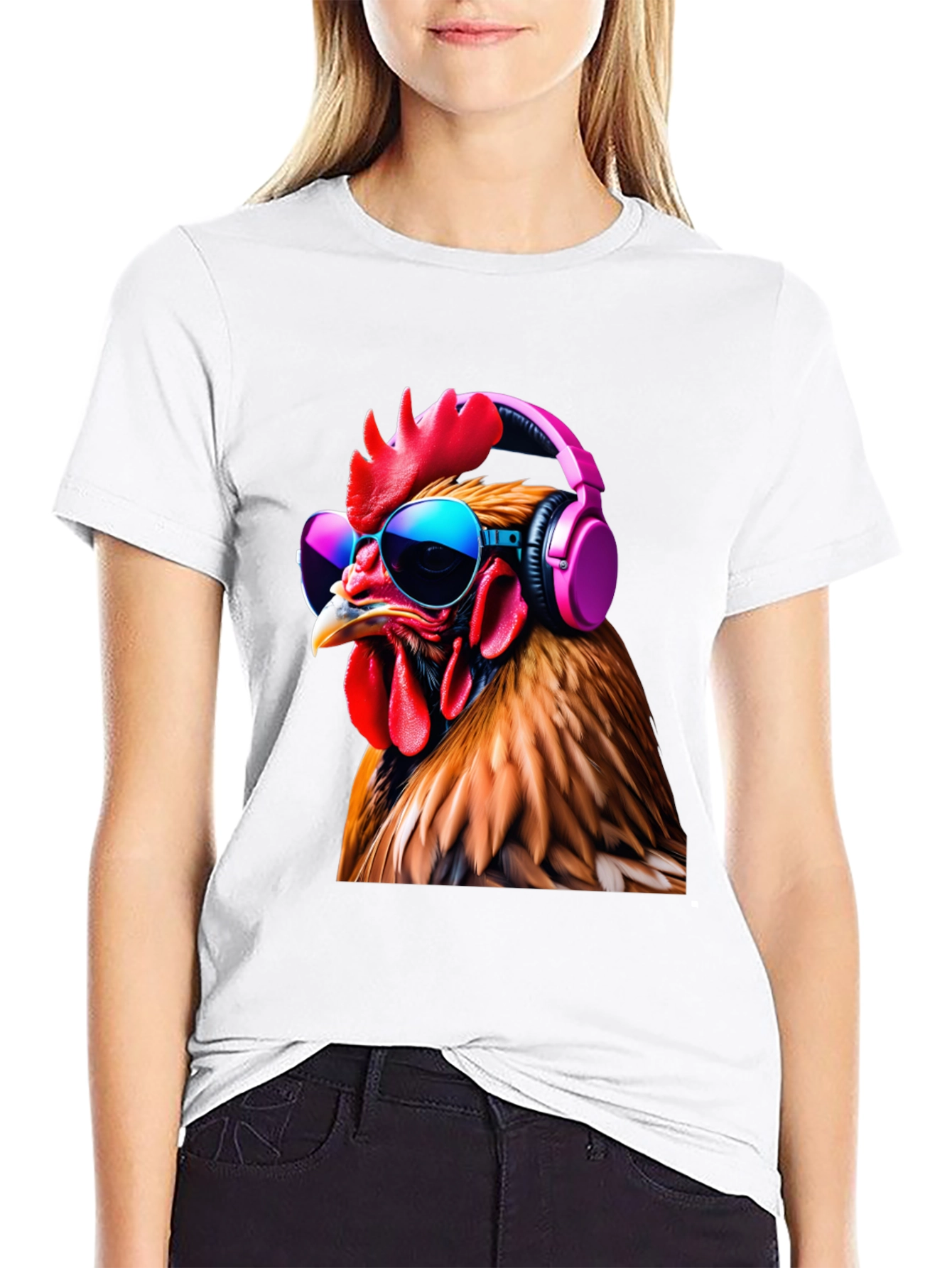Cool Chicken T-Shirt with Headphones and Sunglasses