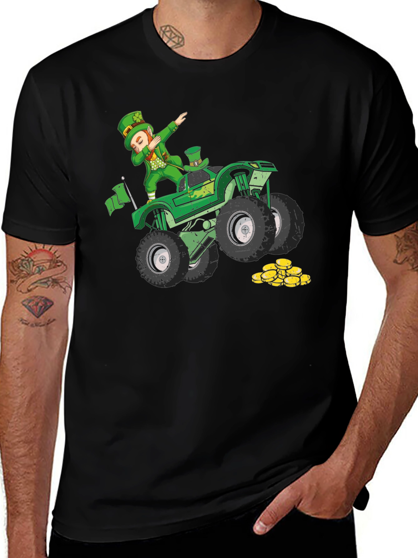 St. Patricks Leprechaun Monster Truck Graphic Tee