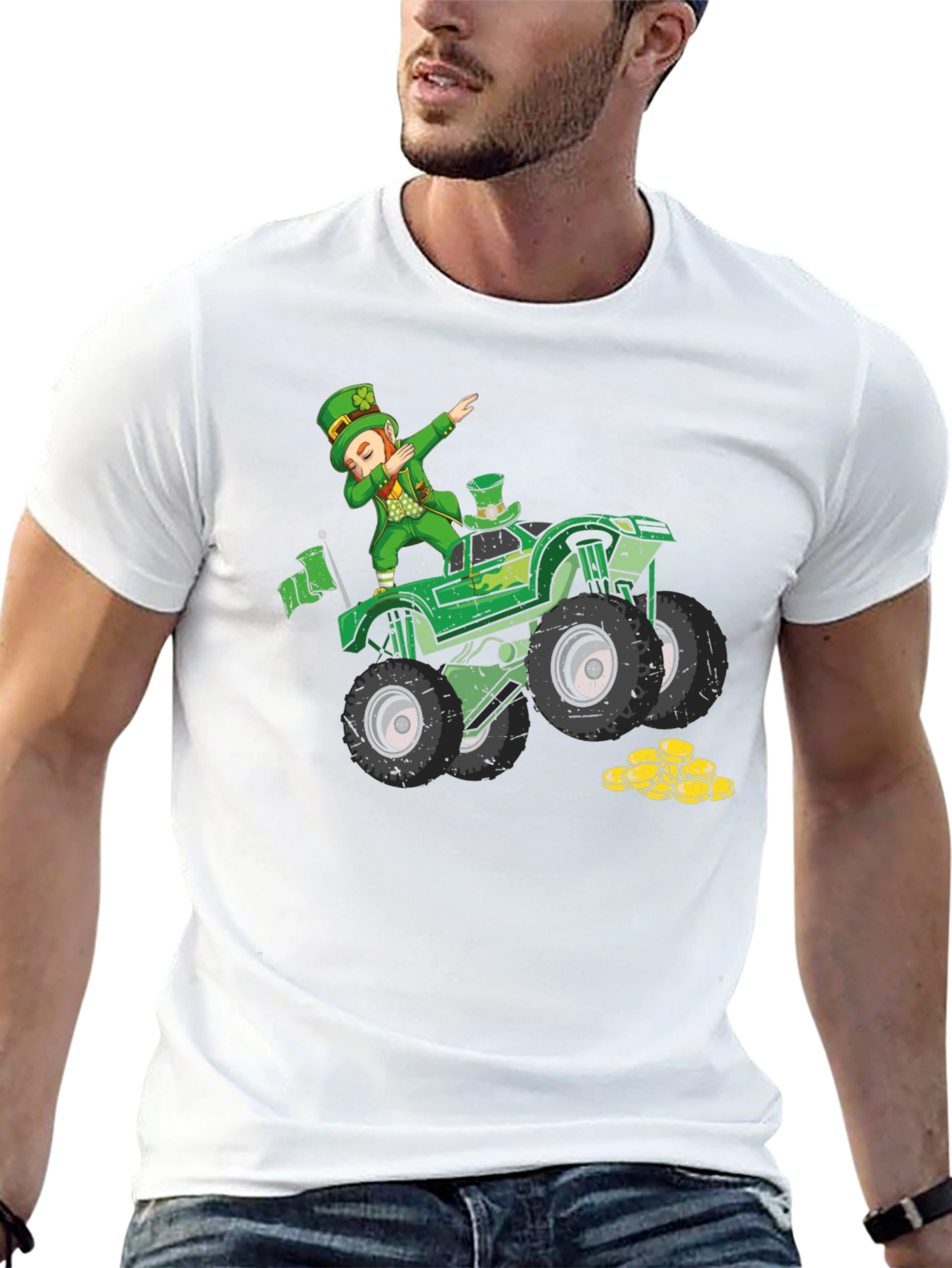 St. Patricks Leprechaun Monster Truck Graphic Tee