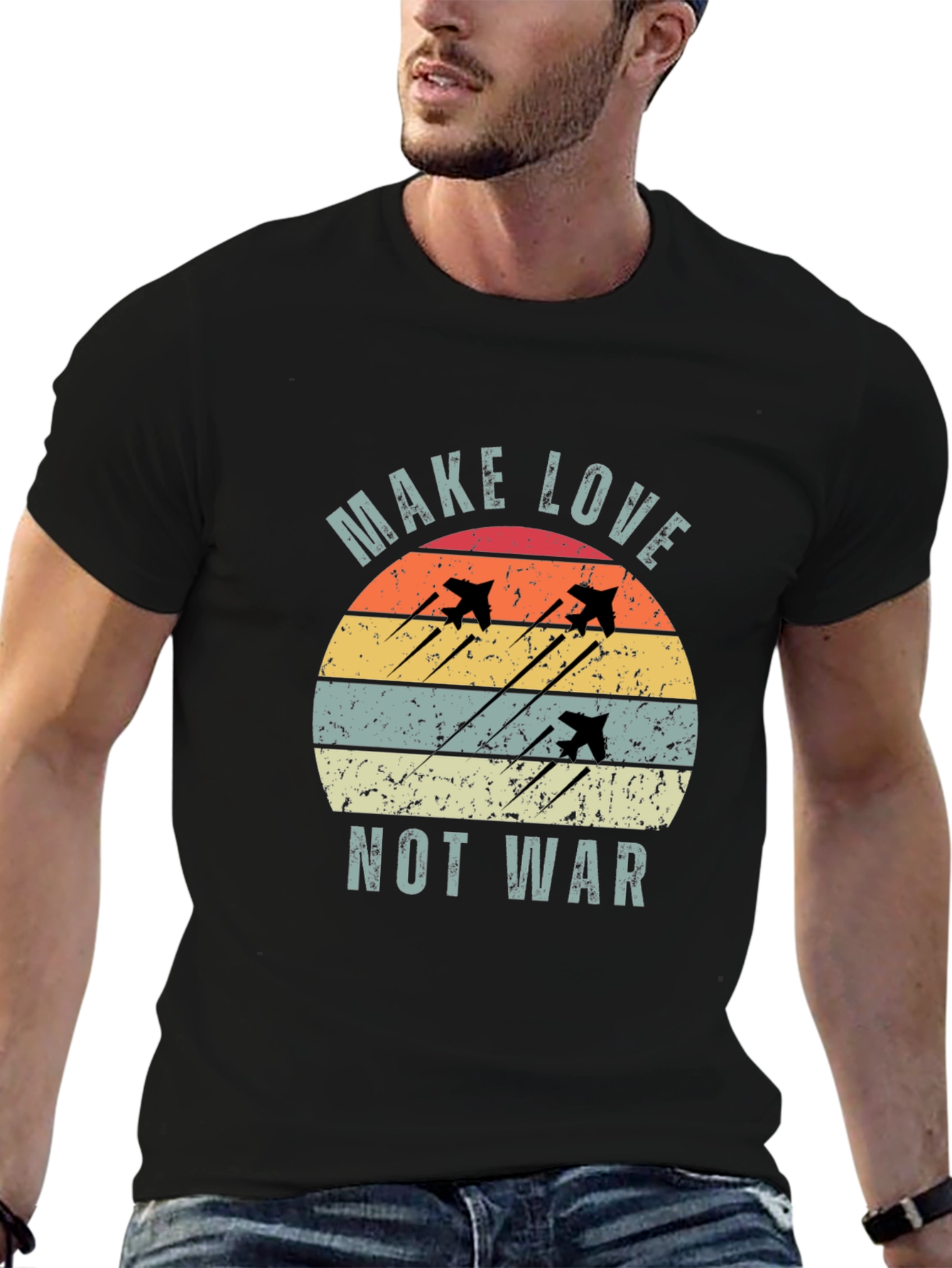 Make Love Not War Retro Graphic Tee