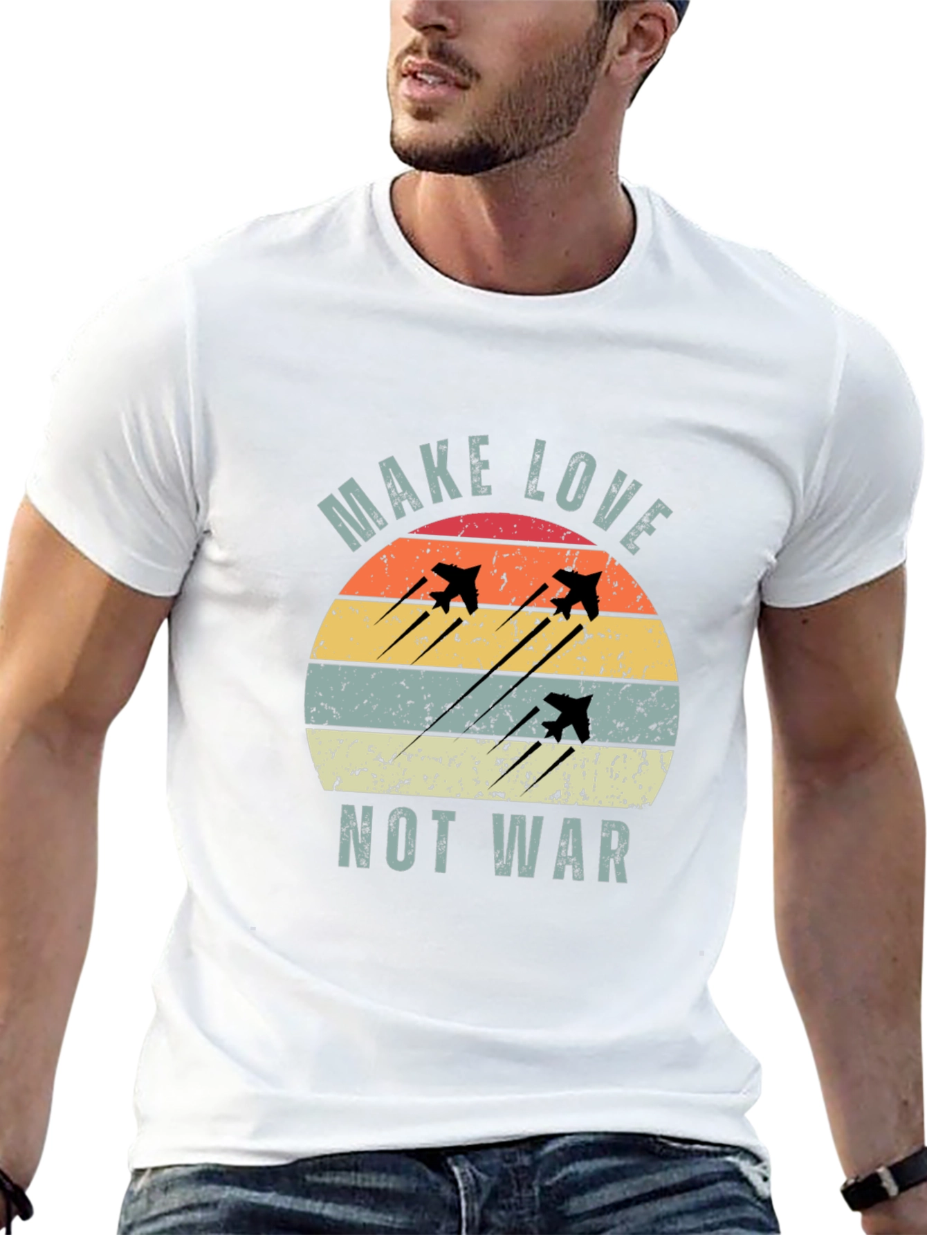 Make Love Not War Retro Graphic Tee