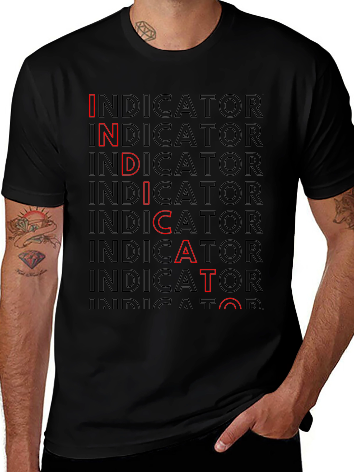 Indicator Pattern Graphic Tee - Black