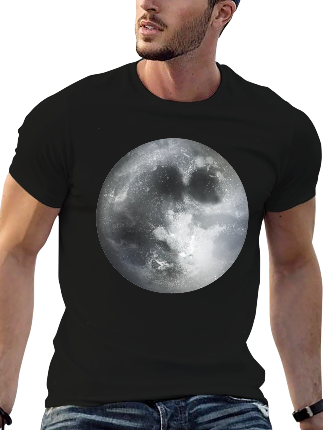 Moon Graphic Black T-Shirt - Lunar Design Tee