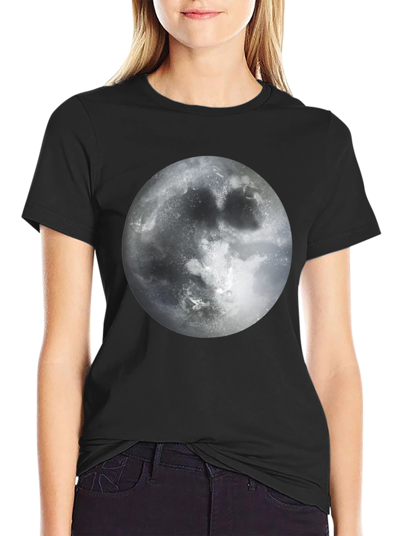Moon Graphic Black T-Shirt - Lunar Design Tee