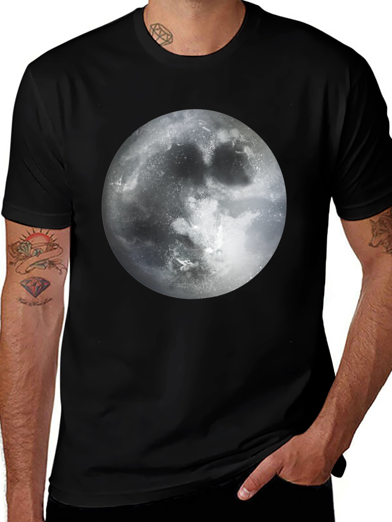 Moon Graphic Black T-Shirt - Lunar Design Tee