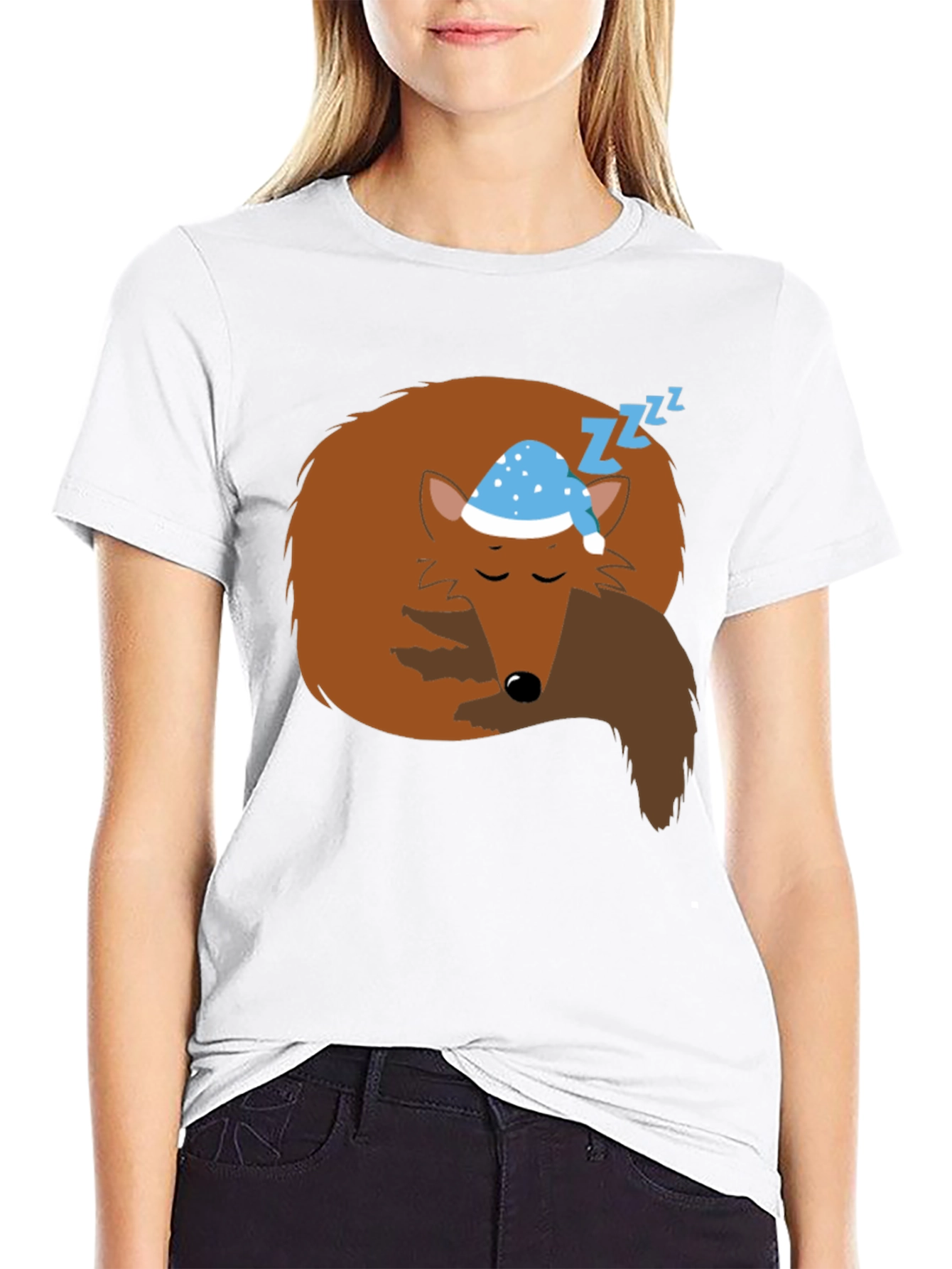 Sleeping Fox Graphic Tee - Comfy Black T-Shirt