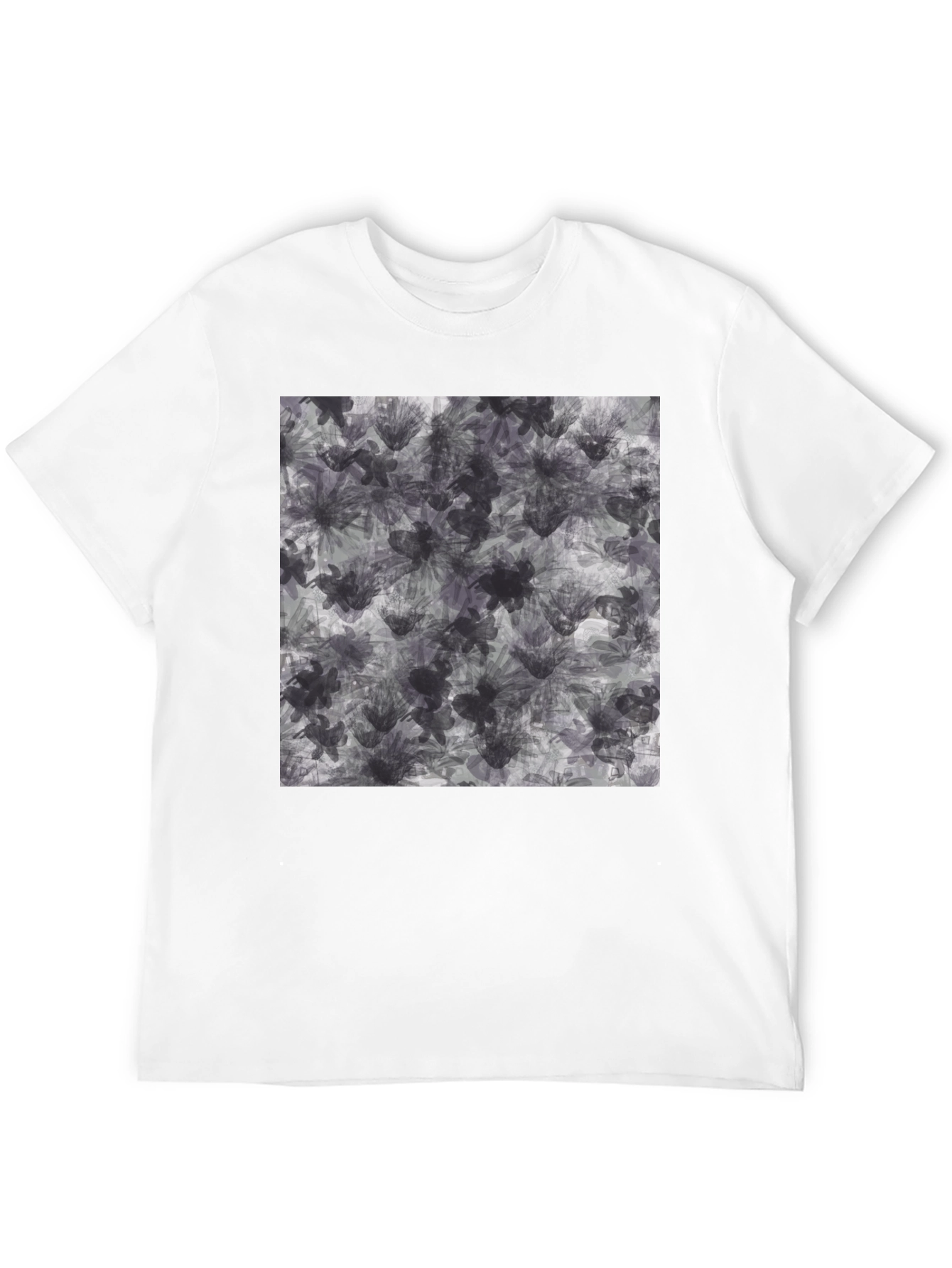 Abstract Floral Print Black T-Shirt