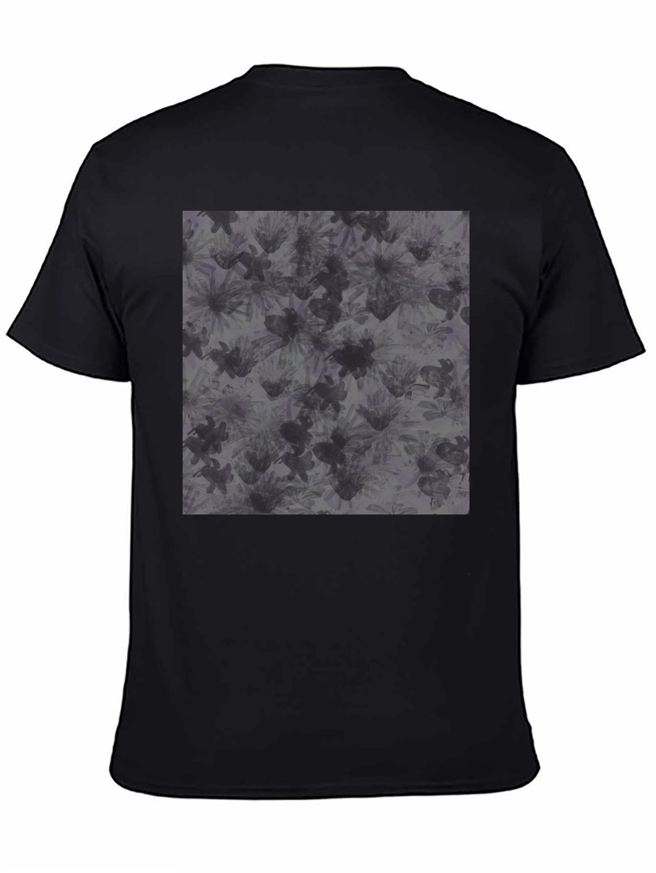 Abstract Floral Print Black T-Shirt