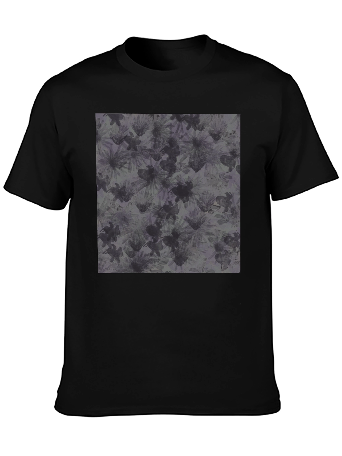 Abstract Floral Print Black T-Shirt
