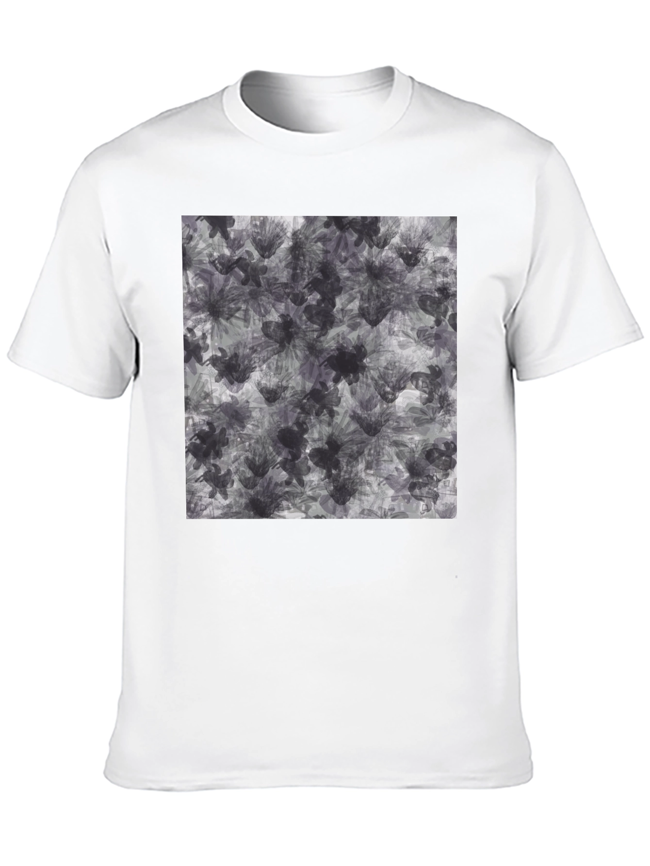 Abstract Floral Print Black T-Shirt