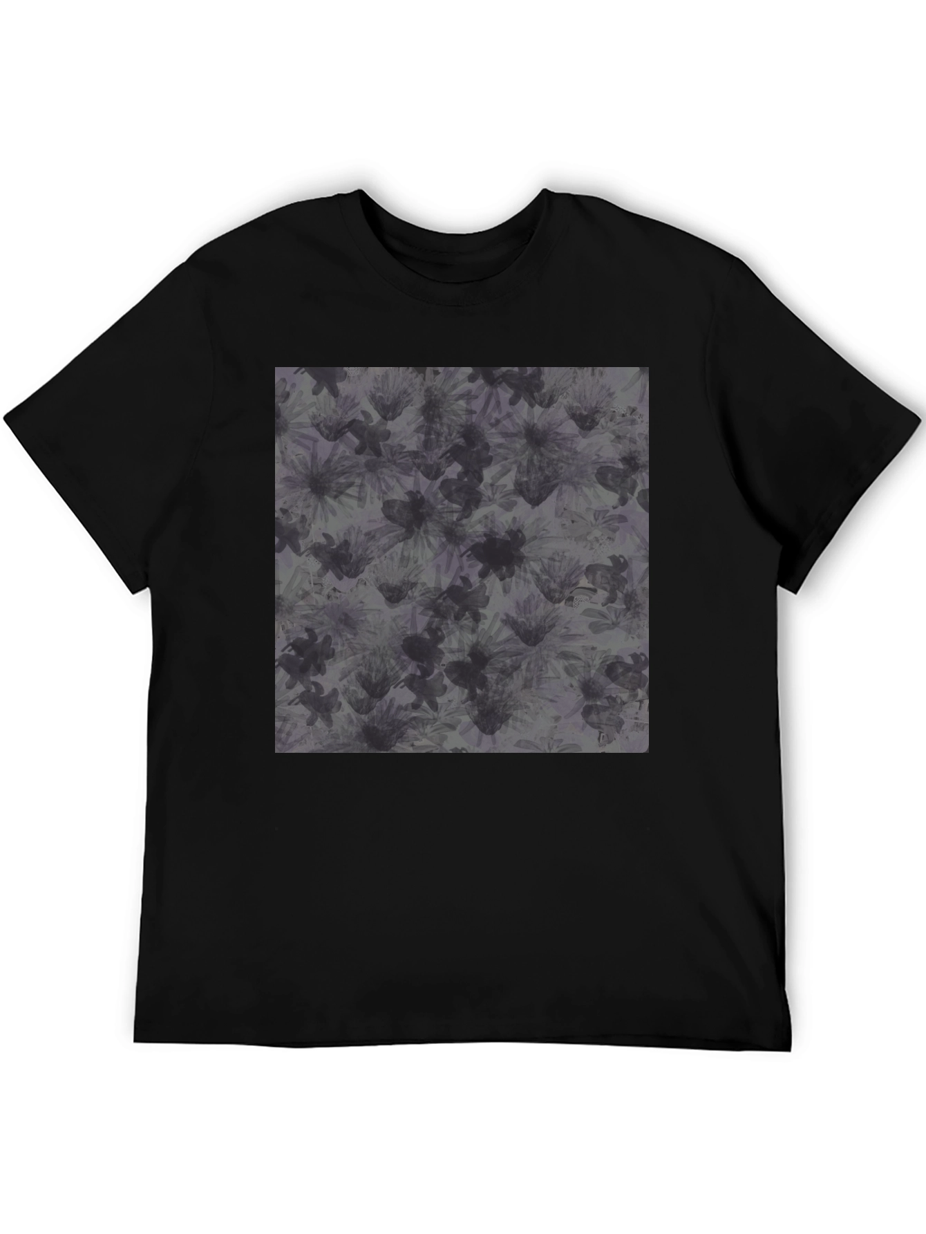 Abstract Floral Print Black T-Shirt
