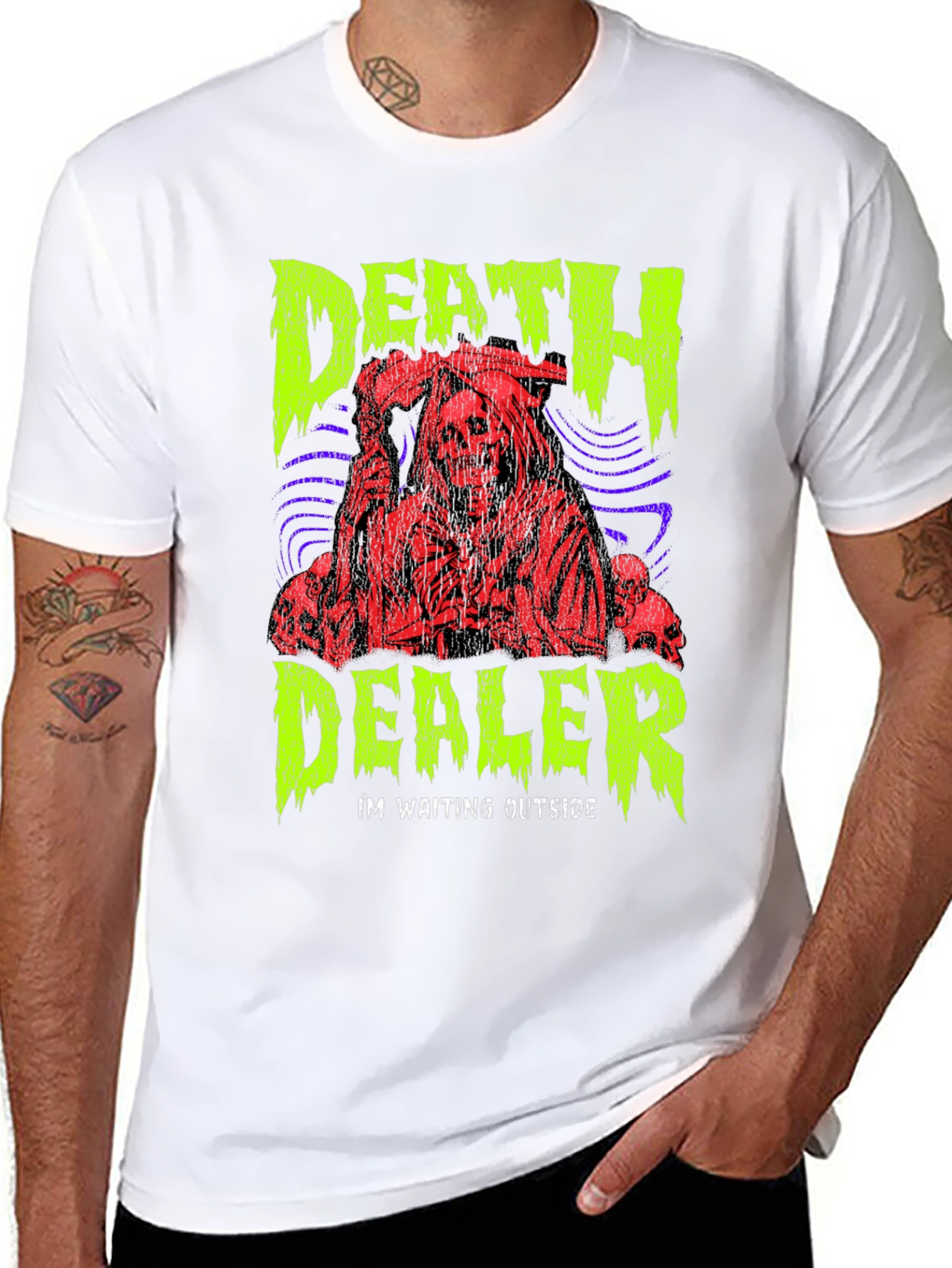 Death Dealer Graphic Print Tee - Grim Reaper Style
