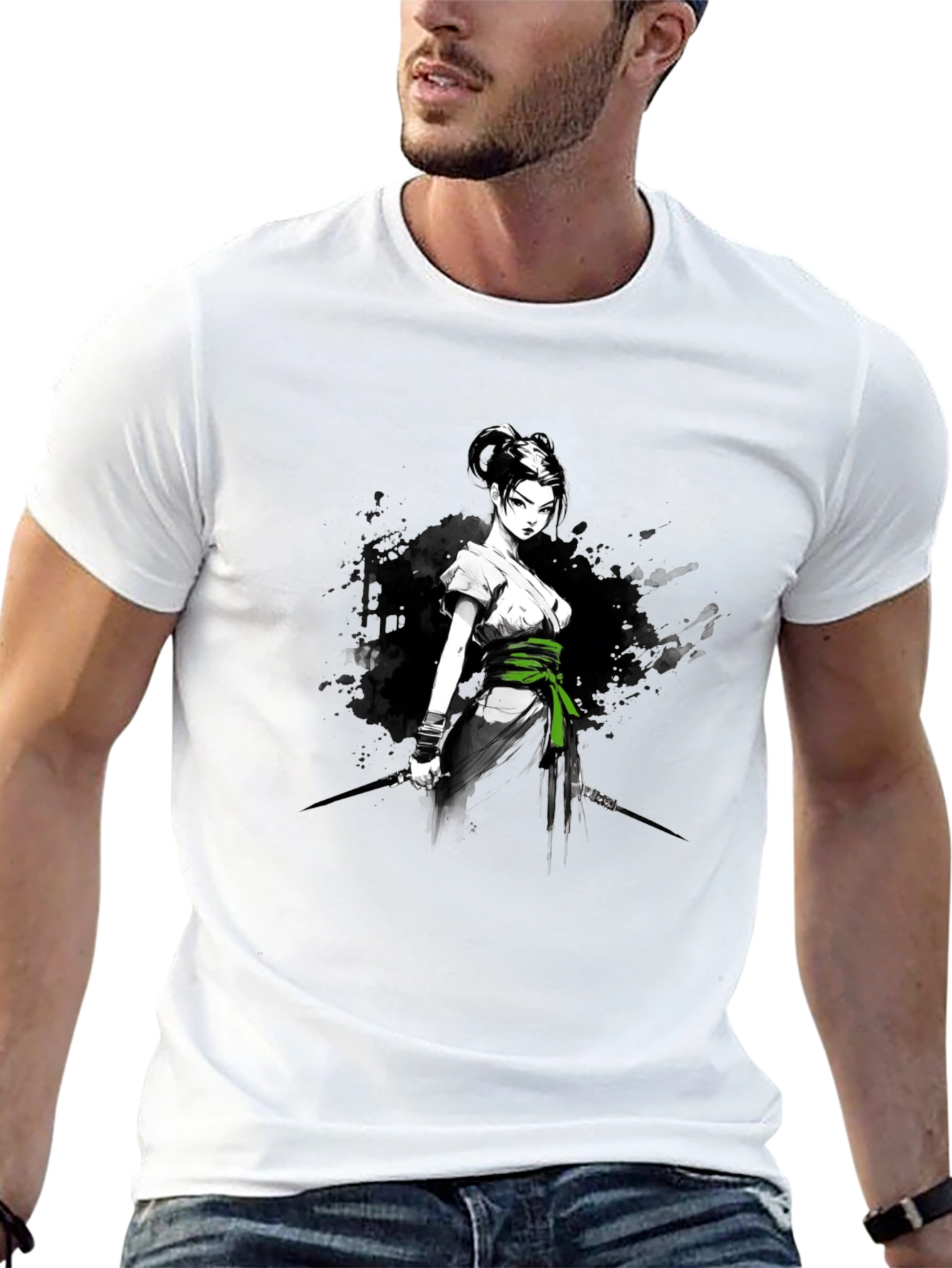 Samurai Girl Graphic T-Shirt - Bold Anime Design