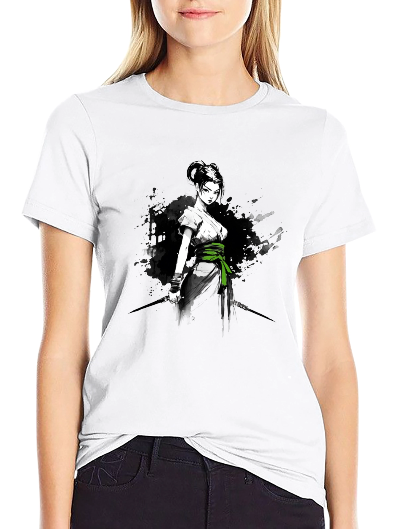 Samurai Girl Graphic T-Shirt - Bold Anime Design