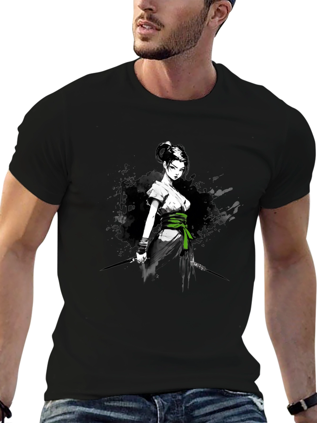 Samurai Girl Graphic T-Shirt - Bold Anime Design