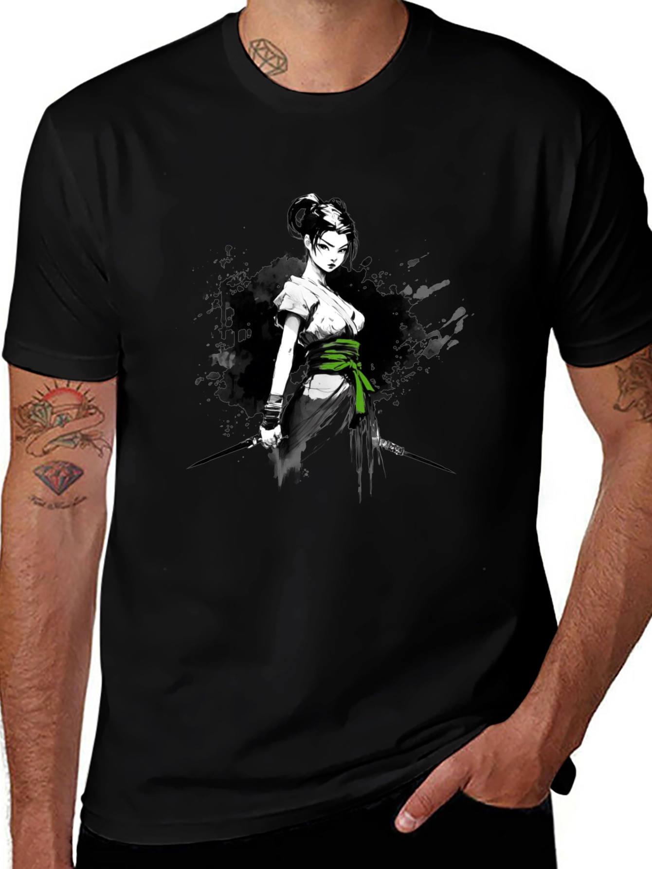Samurai Girl Graphic T-Shirt - Bold Anime Design