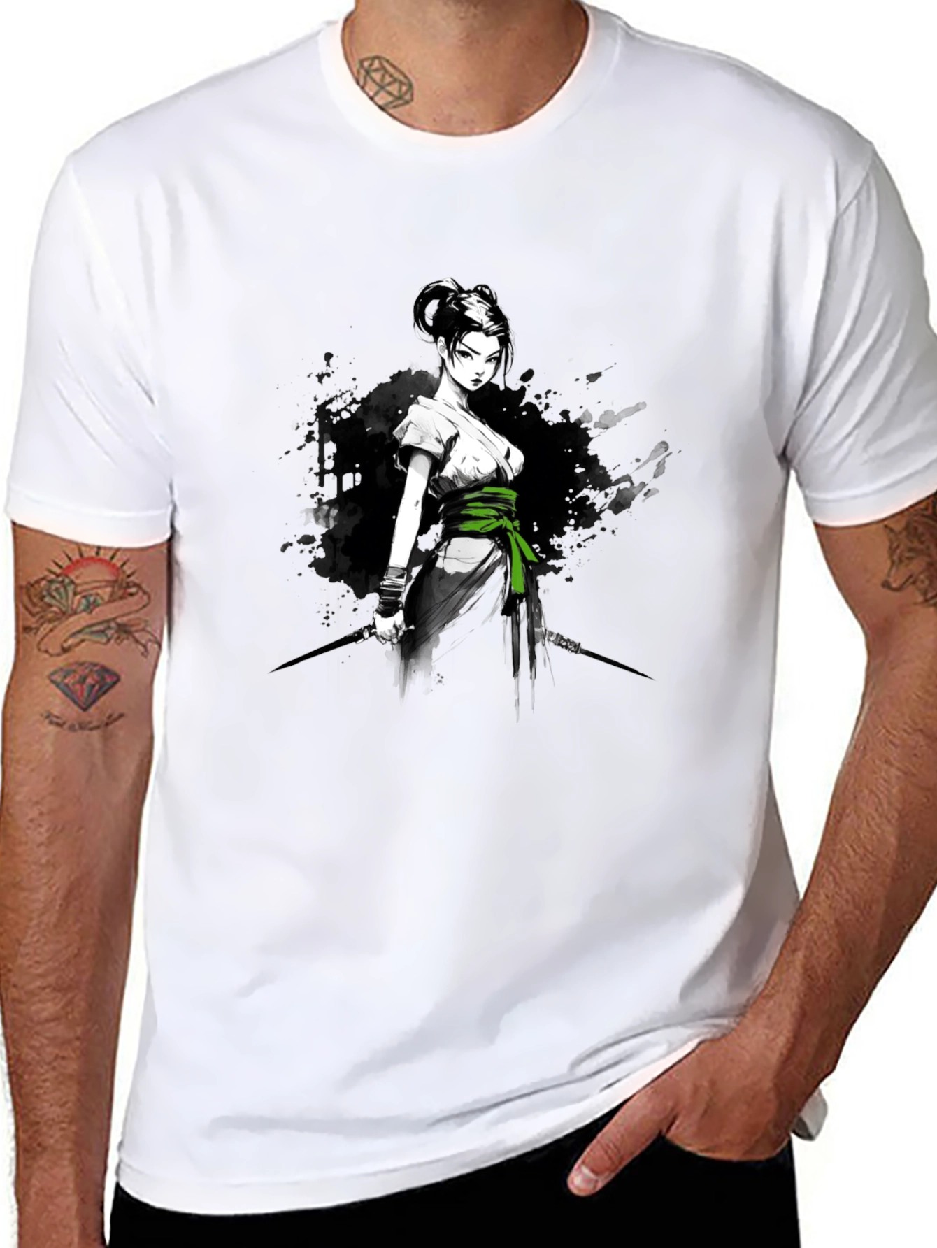 Samurai Girl Graphic T-Shirt - Bold Anime Design