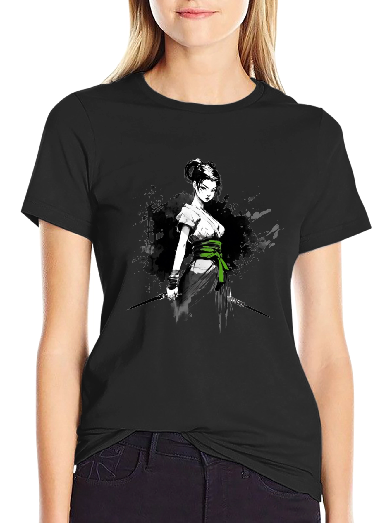 Samurai Girl Graphic T-Shirt - Bold Anime Design