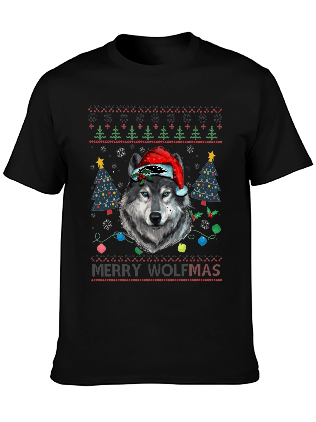 Merry Wolfmas Ugly Christmas T-Shirt