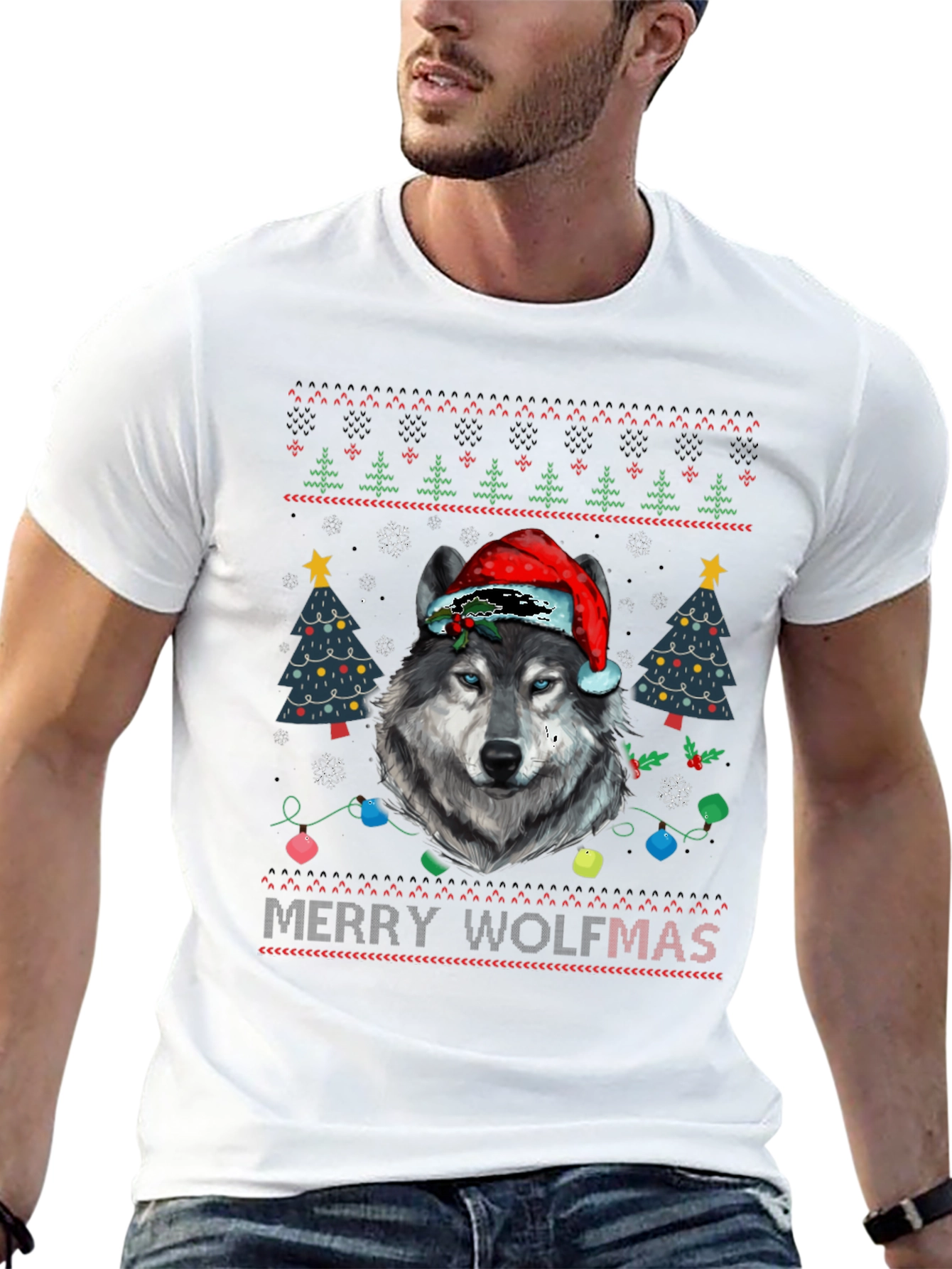 Merry Wolfmas Ugly Christmas T-Shirt