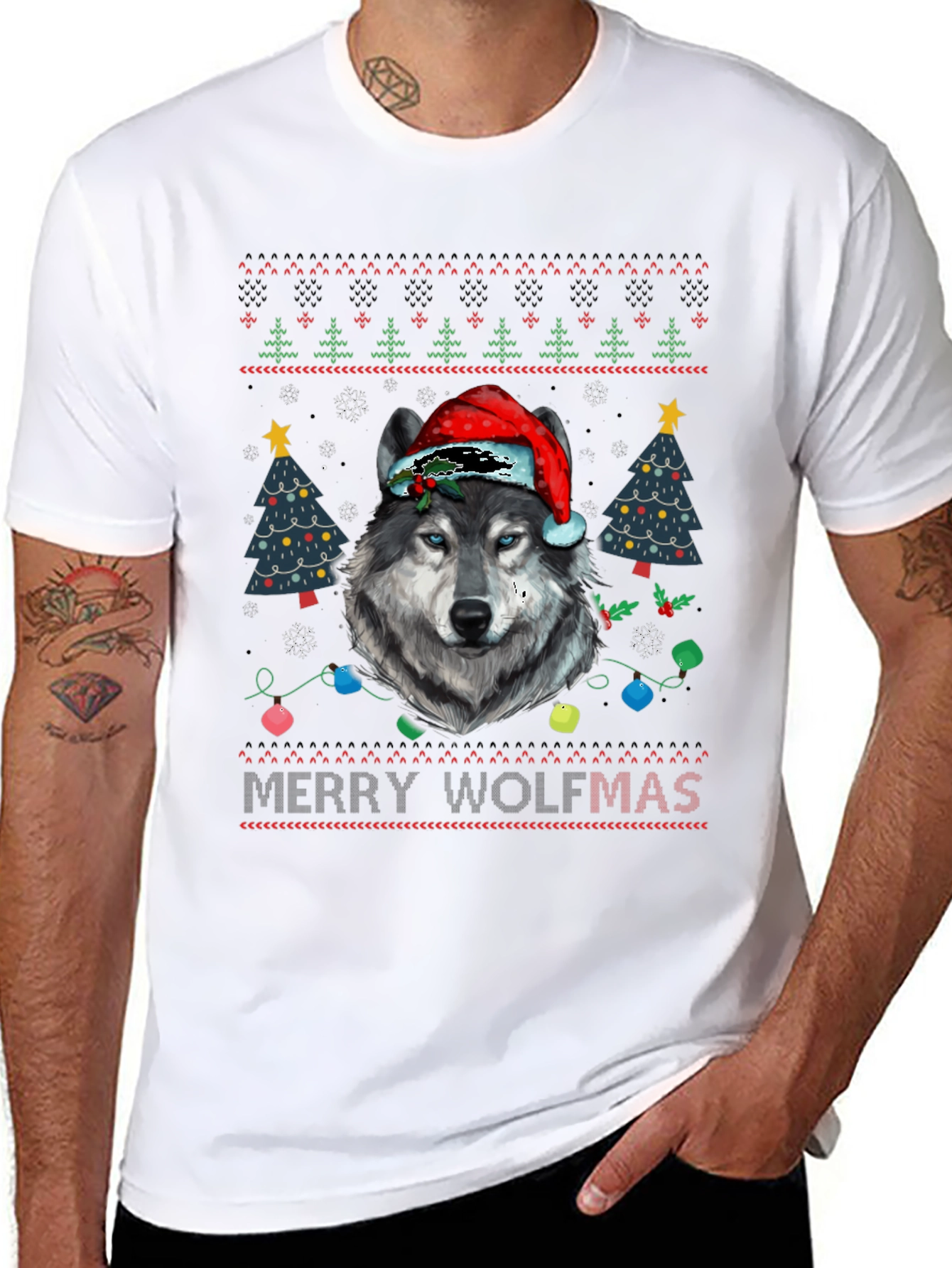 Merry Wolfmas Ugly Christmas T-Shirt