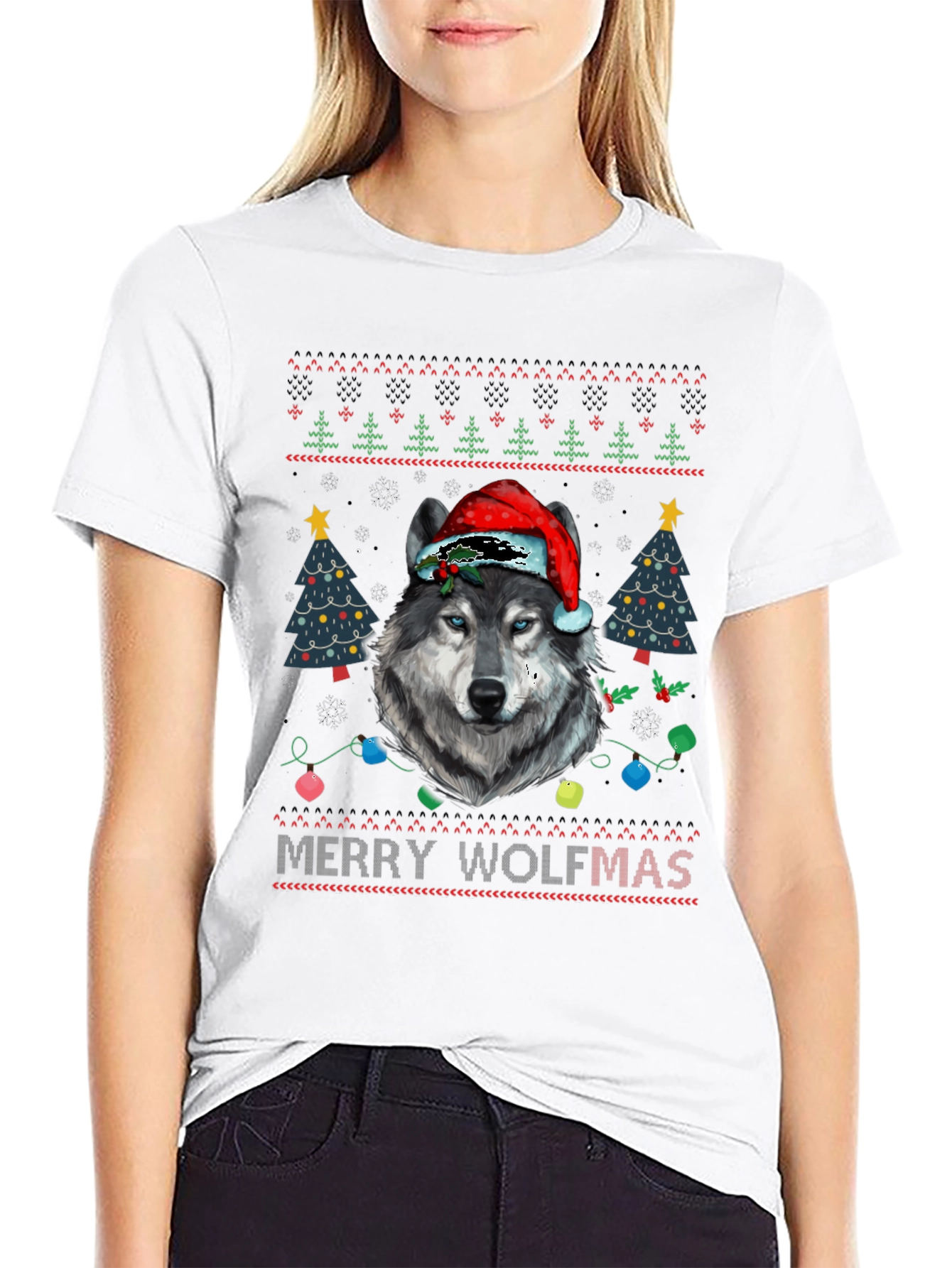 Merry Wolfmas Ugly Christmas T-Shirt