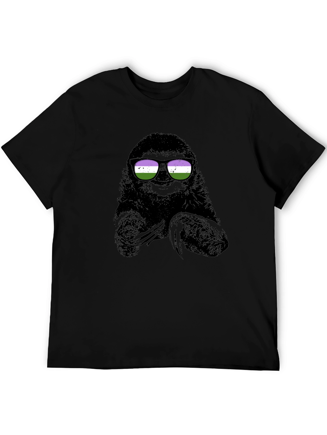 Sloth Wearing Genderqueer Pride Sunglasses T-Shirt