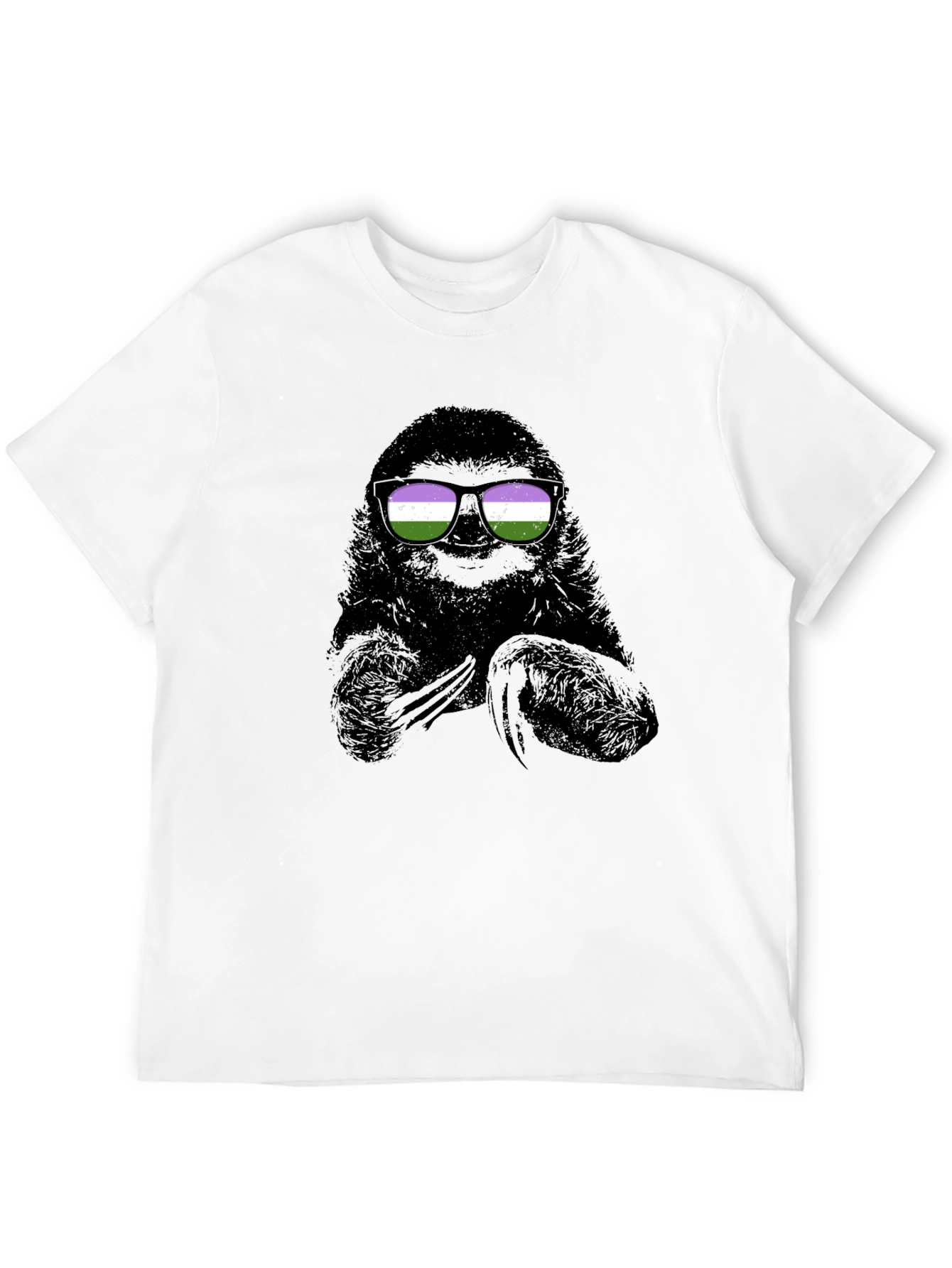 Sloth Wearing Genderqueer Pride Sunglasses T-Shirt