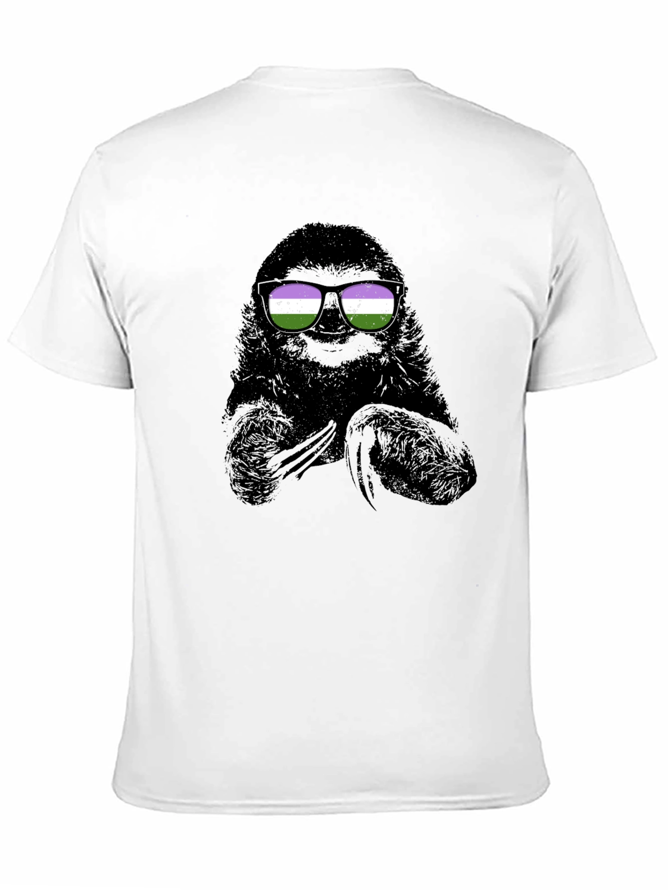 Sloth Wearing Genderqueer Pride Sunglasses T-Shirt