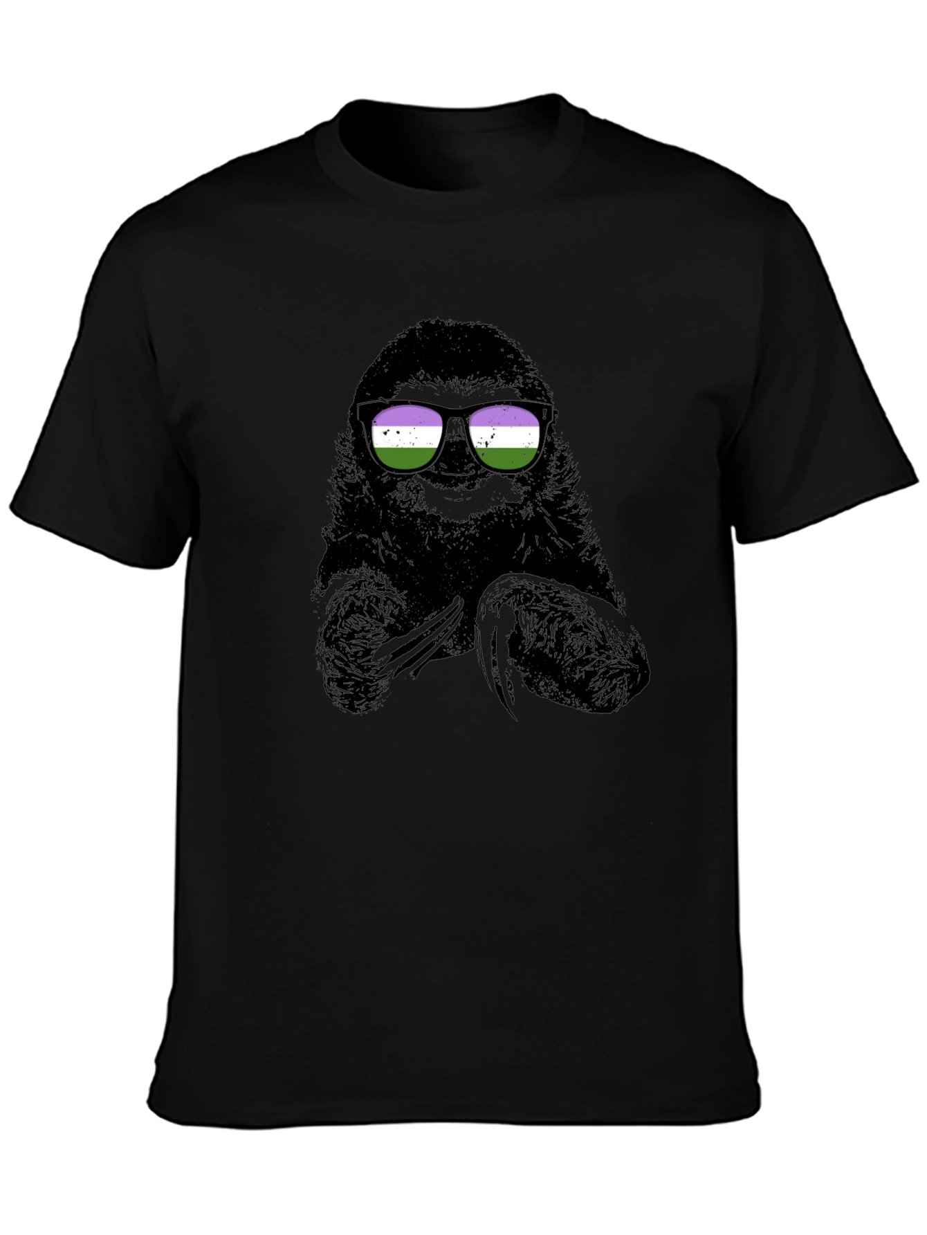 Sloth Wearing Genderqueer Pride Sunglasses T-Shirt